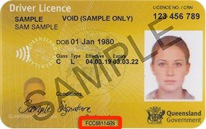Front of Queensland driver's licence.
