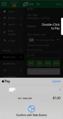 Screenshot of Apple Pay transaction screen