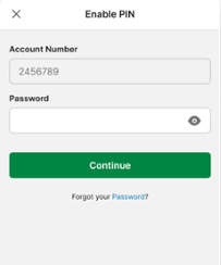 Screenshot of the 'Enable PIN' screen.