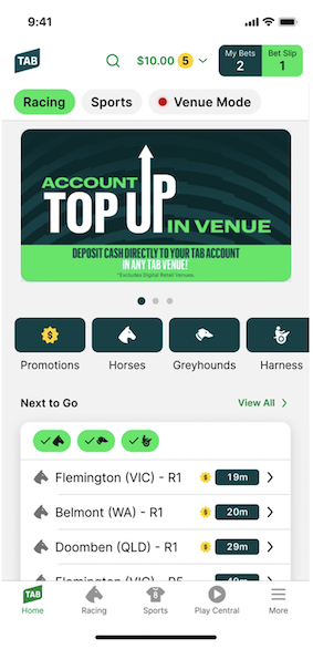 Image of TAB app homescreen.