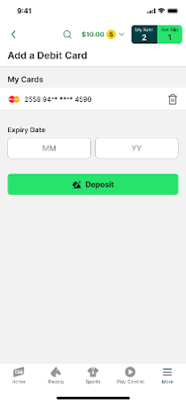 TAB app debit card edit screen.