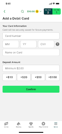 TAB app, add debit card screen.