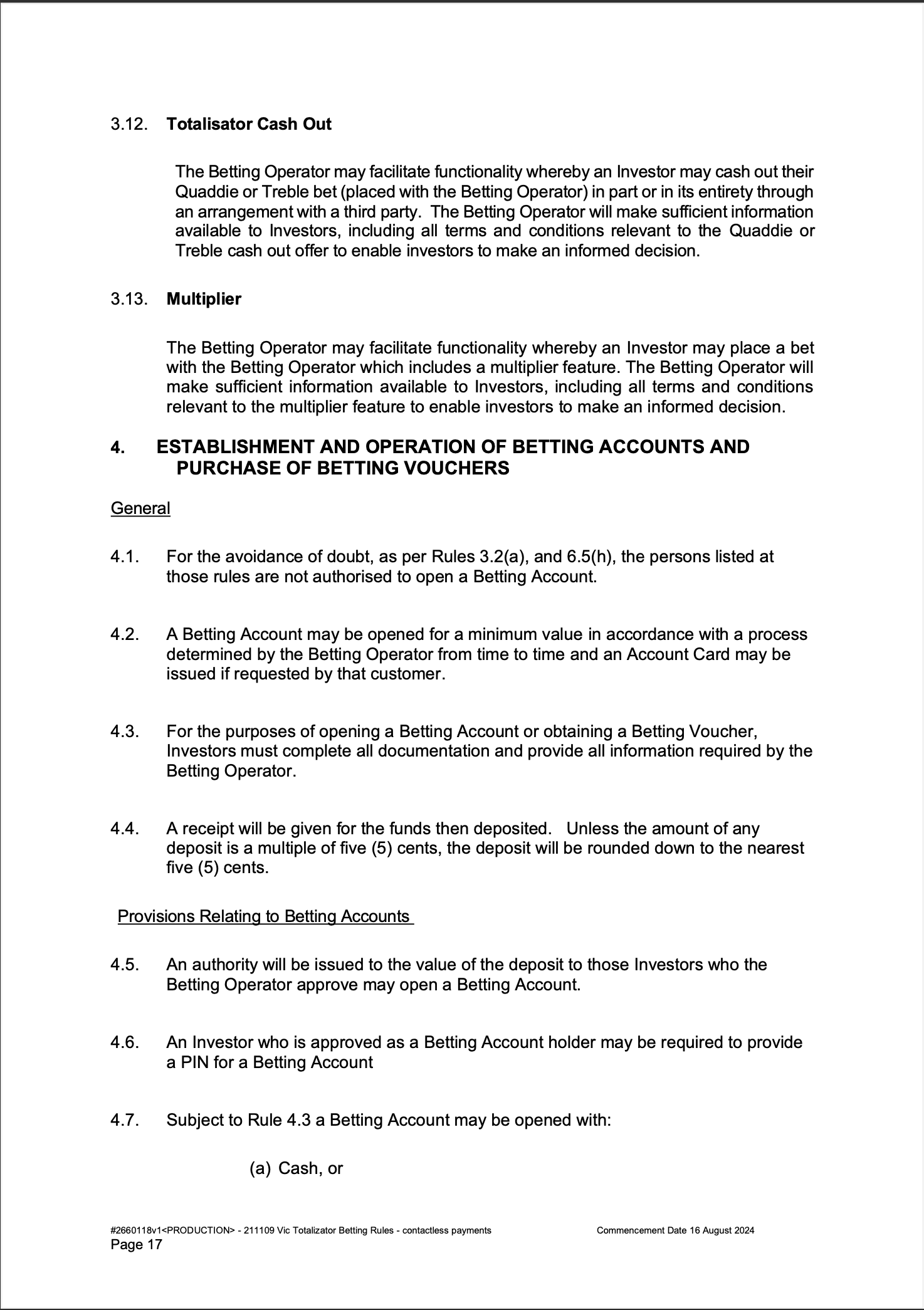 VIC Totalisator Betting Rules (Racing) page 17