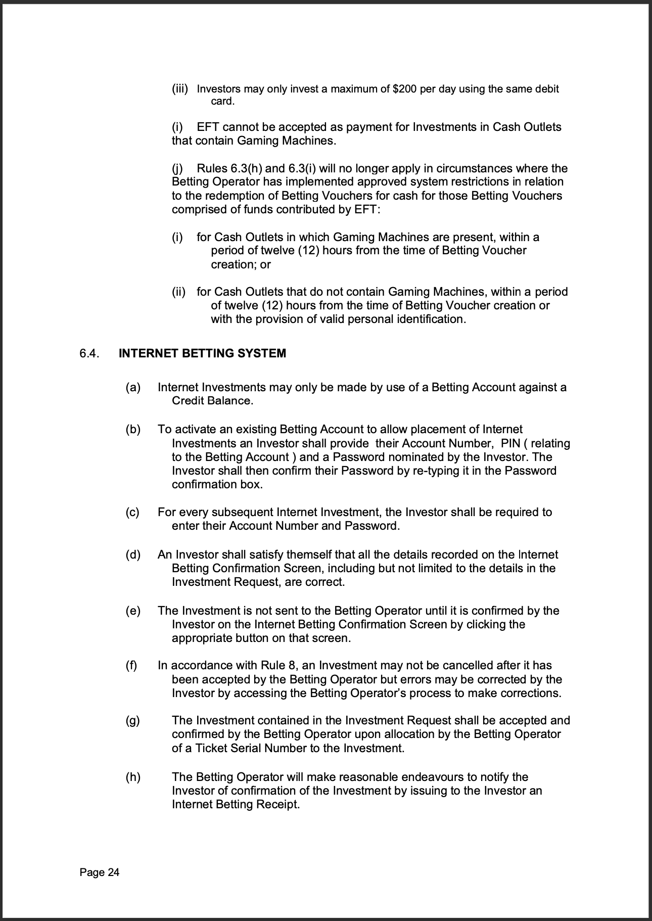 Tabcorp ACT Pty Ltd Totalisator Rules (Racing)