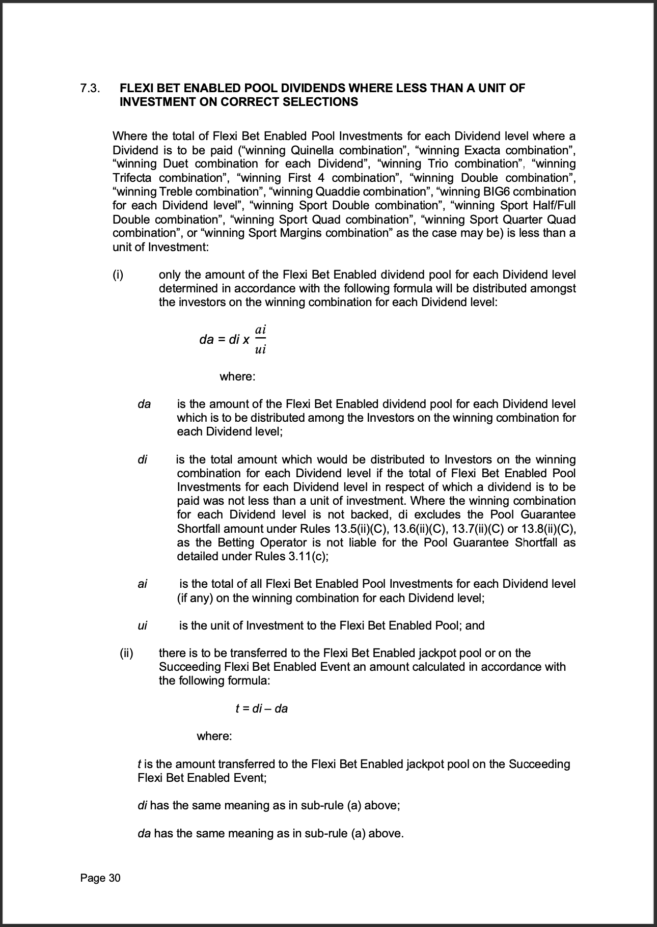 Tabcorp ACT Pty Ltd Totalisator Rules (Racing)