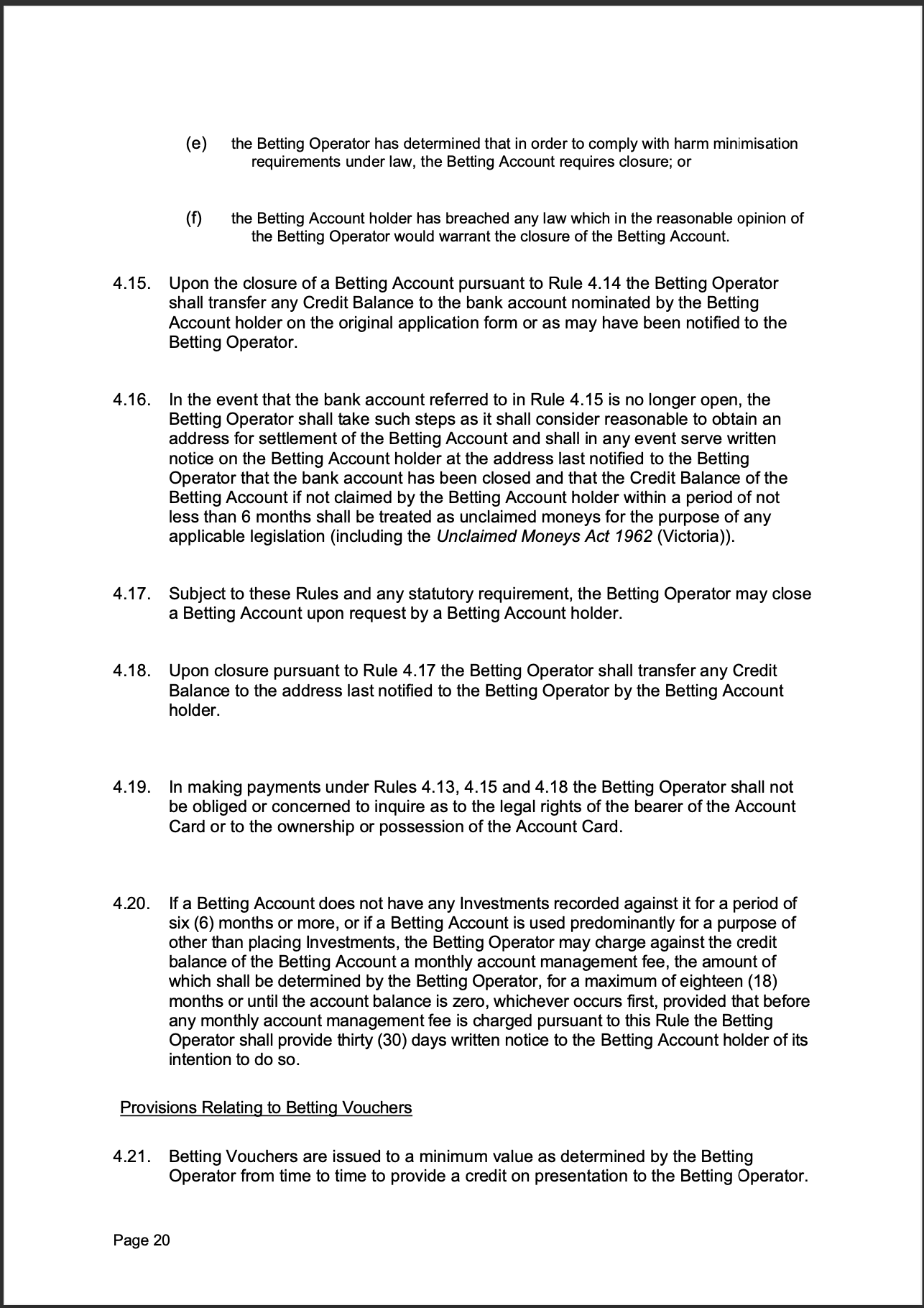 Tabcorp ACT Pty Ltd Totalisator Rules (Racing)