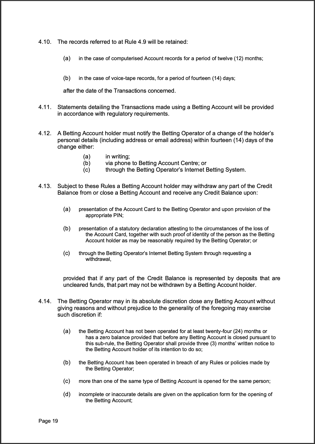 Tabcorp ACT Pty Ltd Totalisator Rules (Racing)