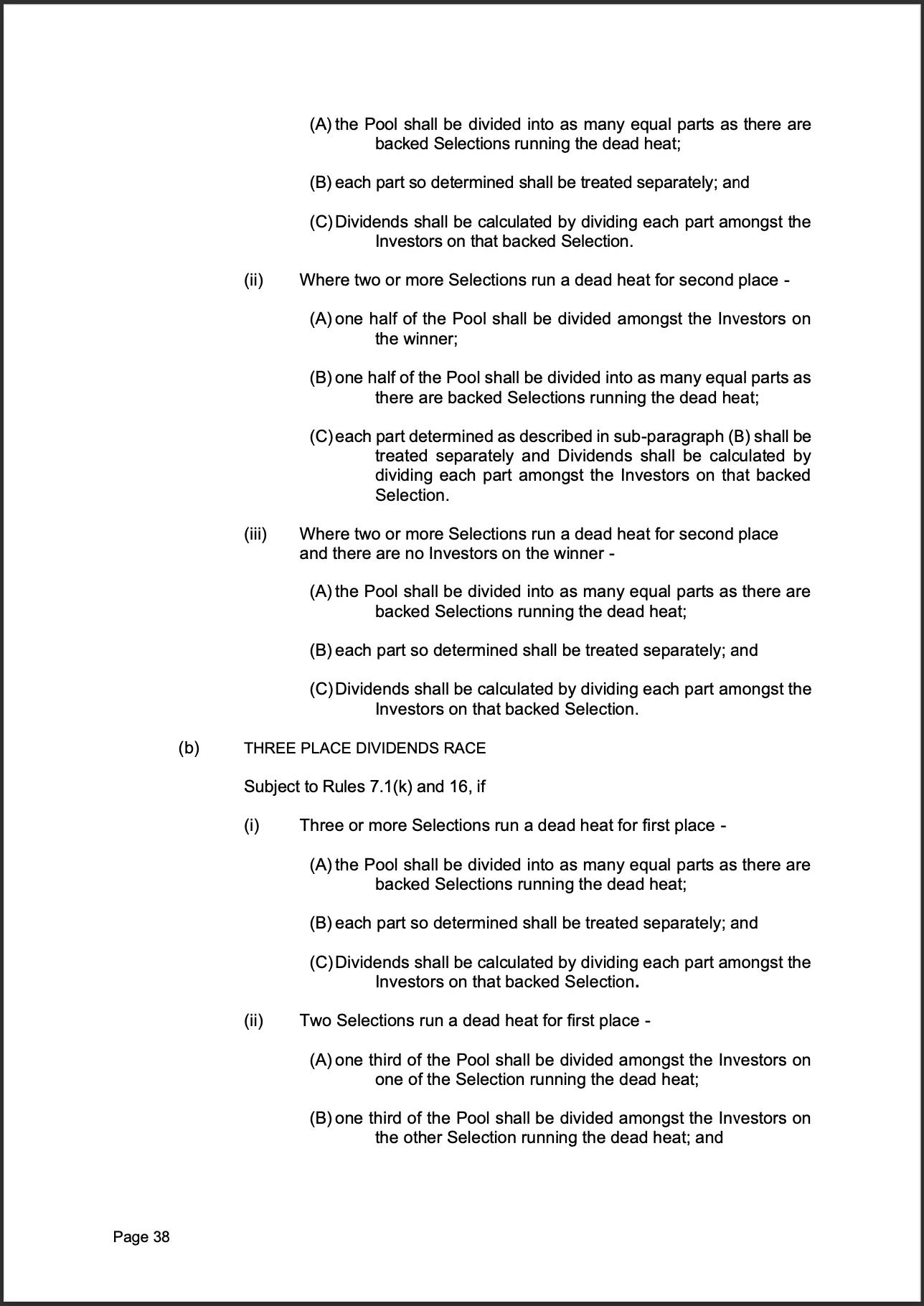Tabcorp ACT Pty Ltd Totalisator Rules (Racing)