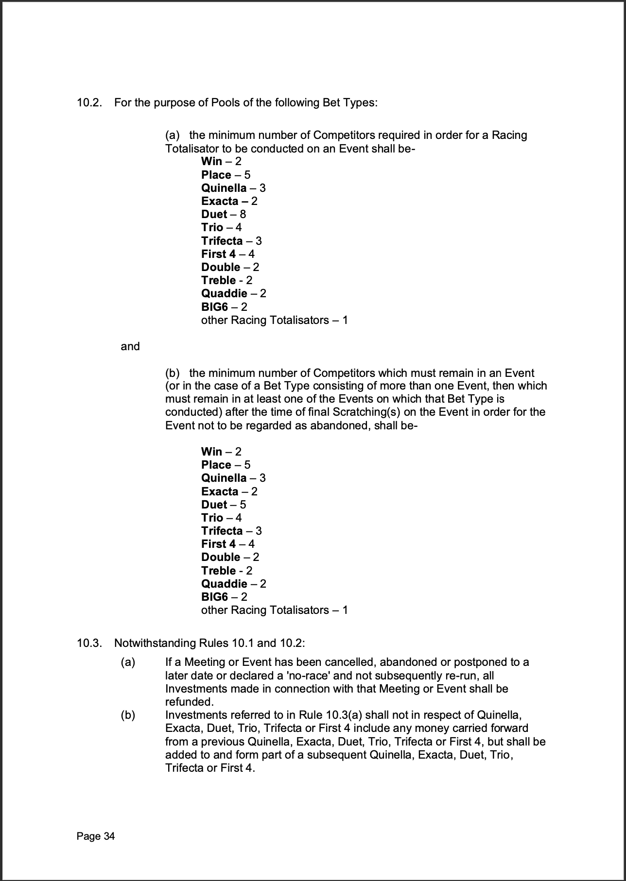 Tabcorp ACT Pty Ltd Totalisator Rules (Racing)