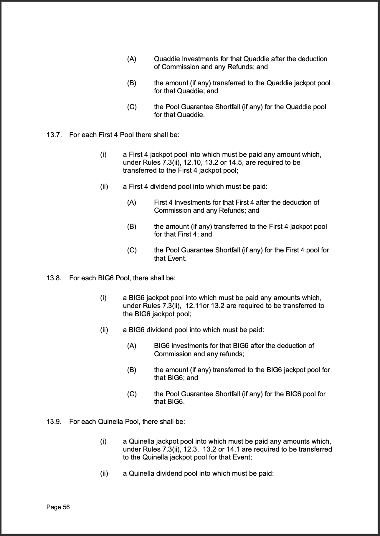 Tabcorp ACT Pty Ltd Totalisator Rules (Racing)
