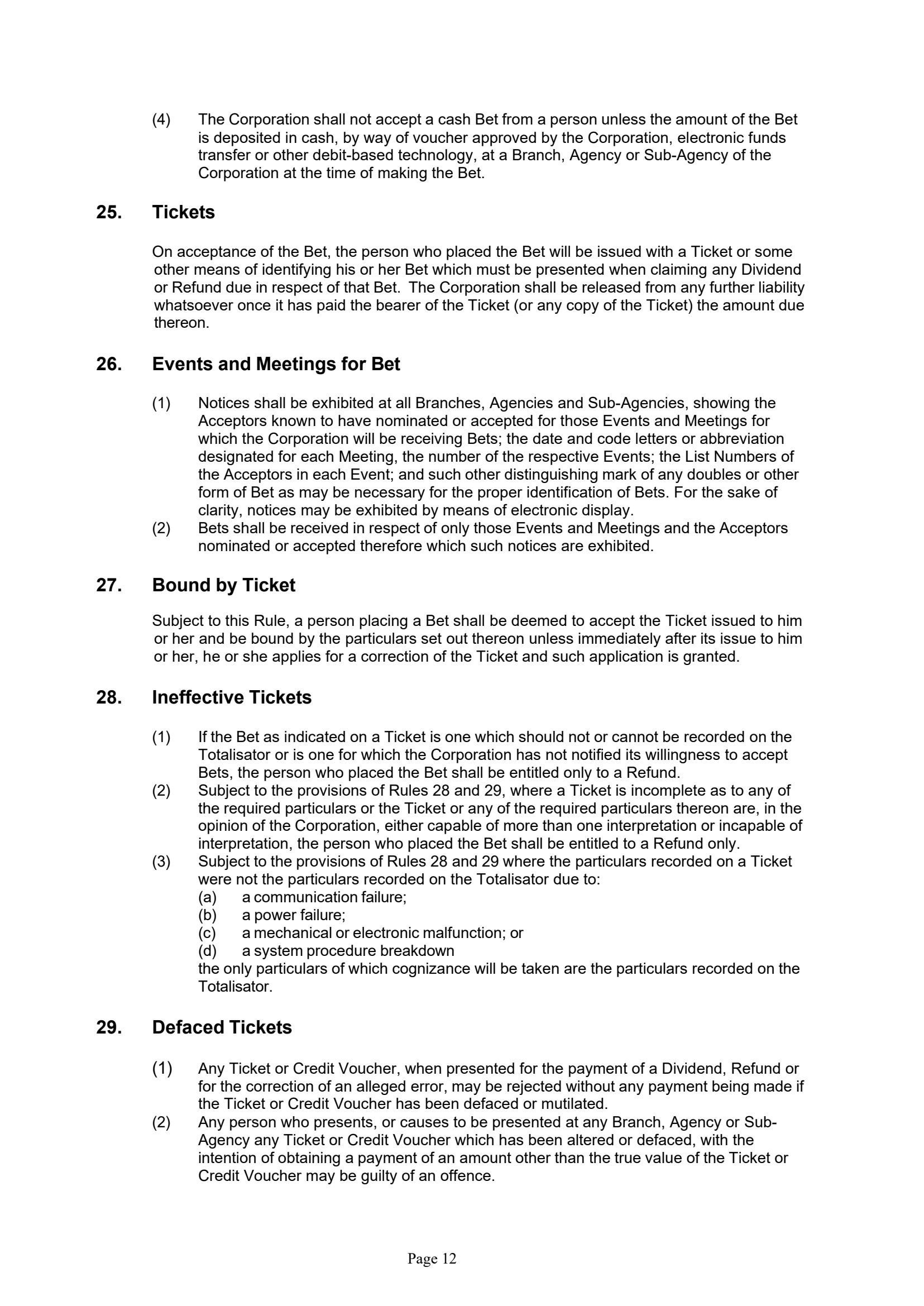 Tabcorp ACT Pty Ltd Totalisator Rules (Racing)
