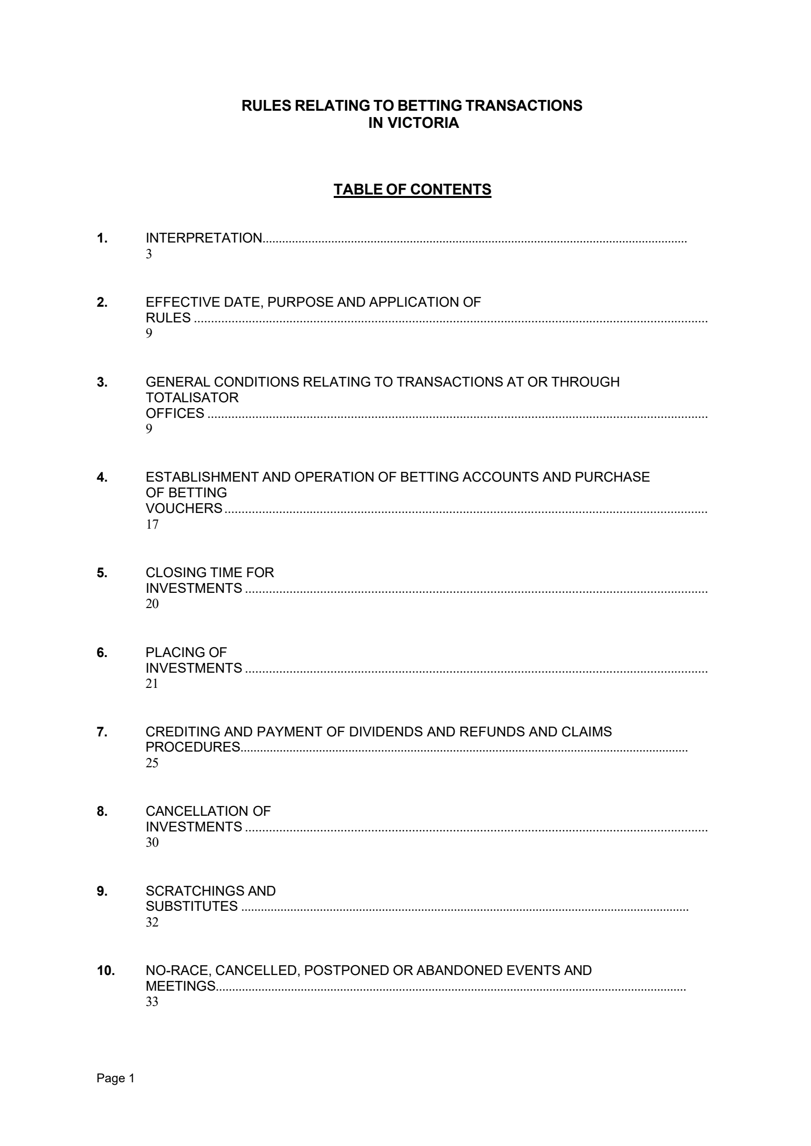 Tabcorp ACT Pty Ltd Totalisator Rules (Racing)