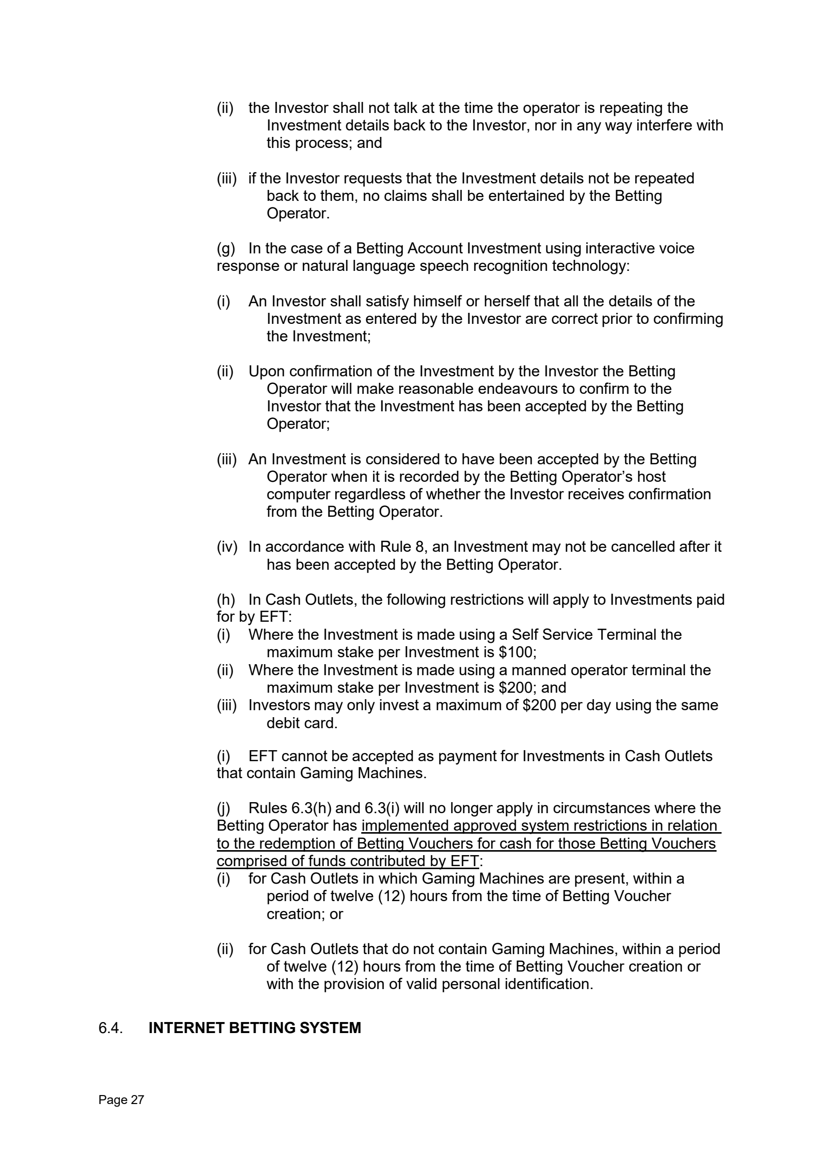 Tabcorp ACT Pty Ltd Totalisator Rules (Racing)