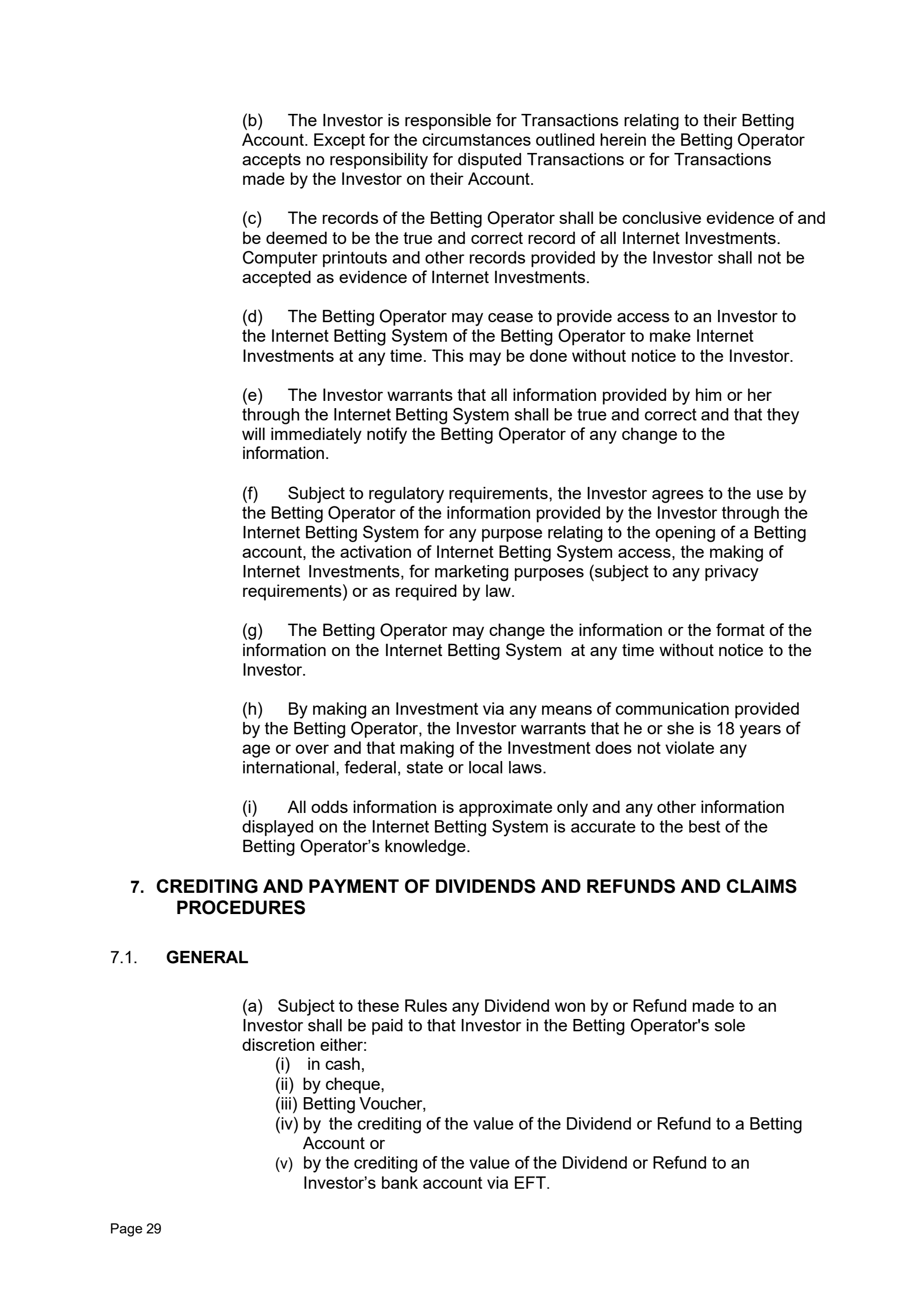 Tabcorp ACT Pty Ltd Totalisator Rules (Racing)