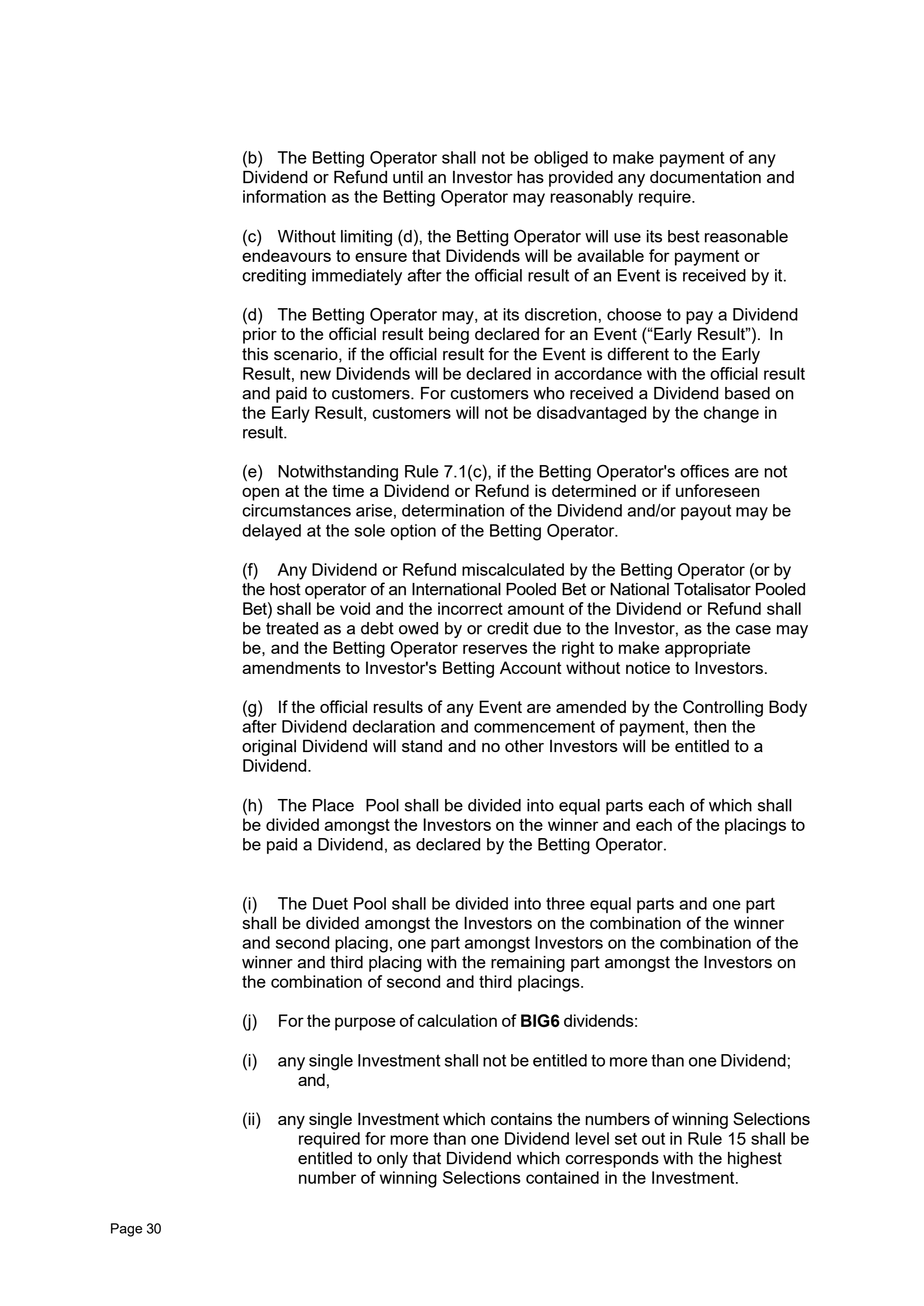 Tabcorp ACT Pty Ltd Totalisator Rules (Racing)