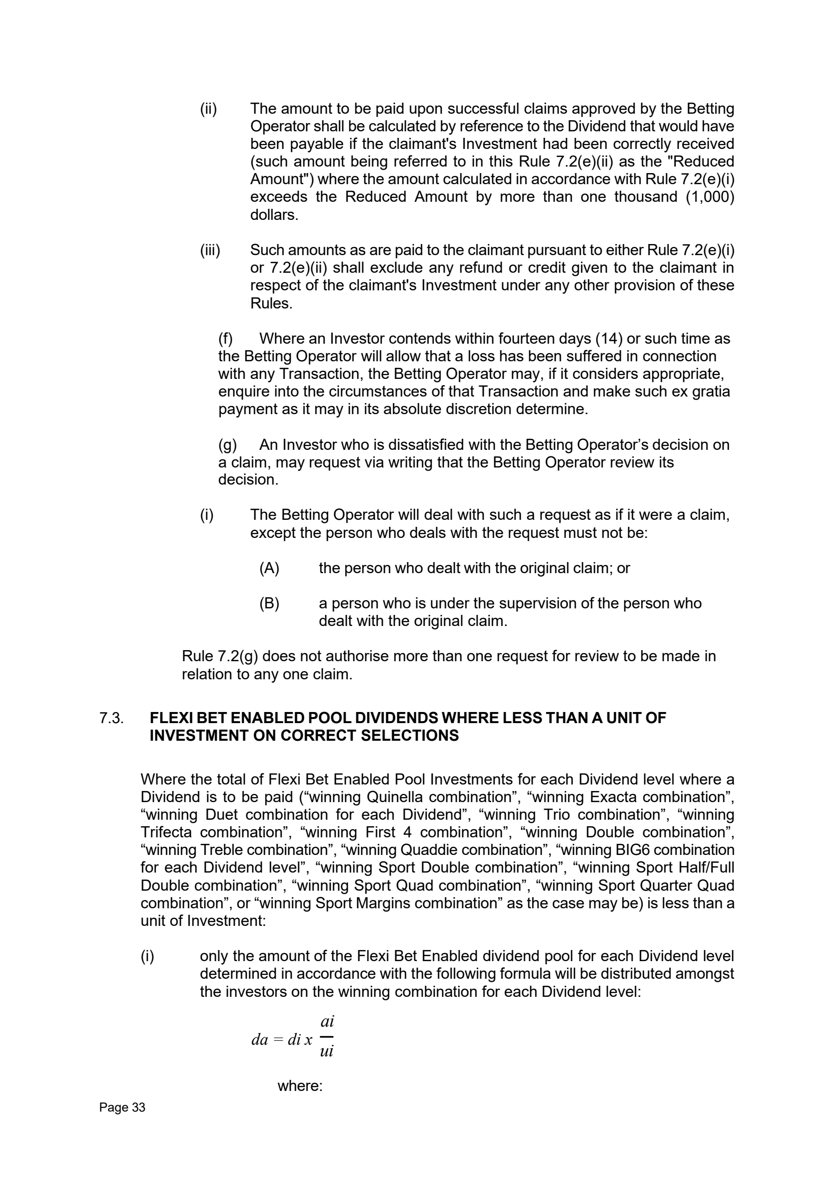 Tabcorp ACT Pty Ltd Totalisator Rules (Racing)