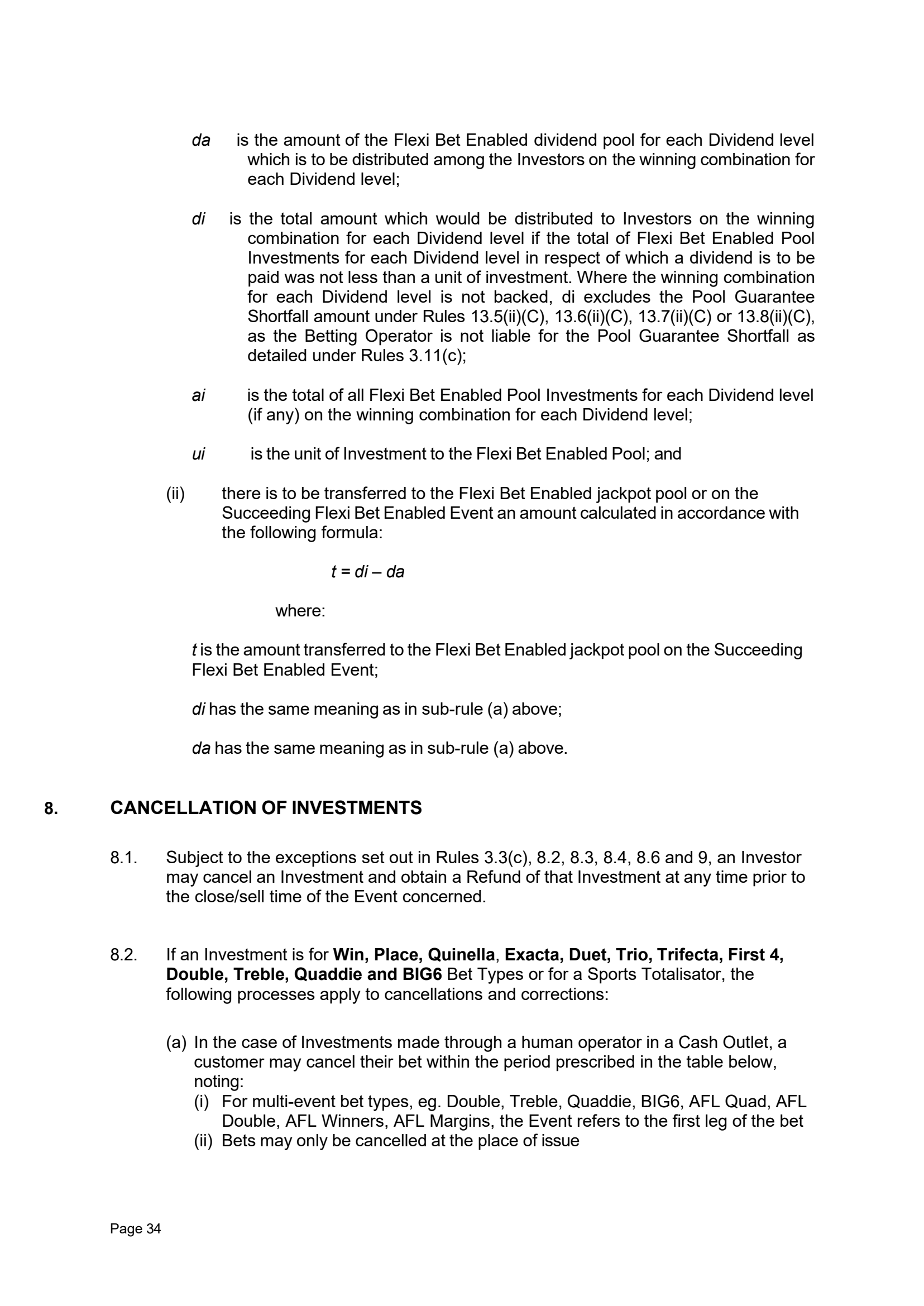 Tabcorp ACT Pty Ltd Totalisator Rules (Racing)