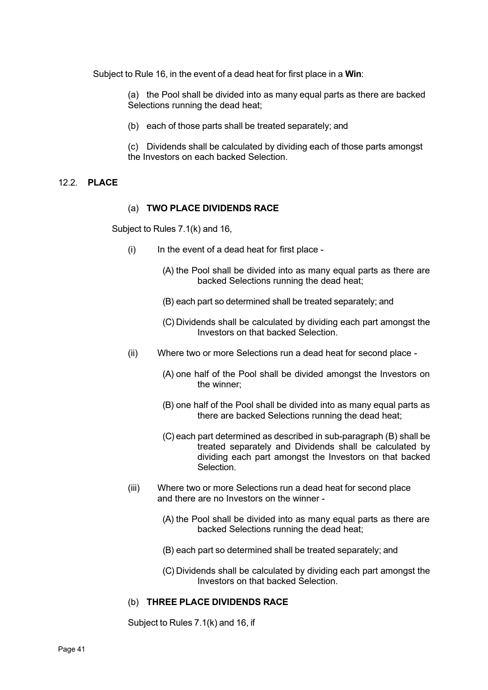 Tabcorp ACT Pty Ltd Totalisator Rules (Racing)