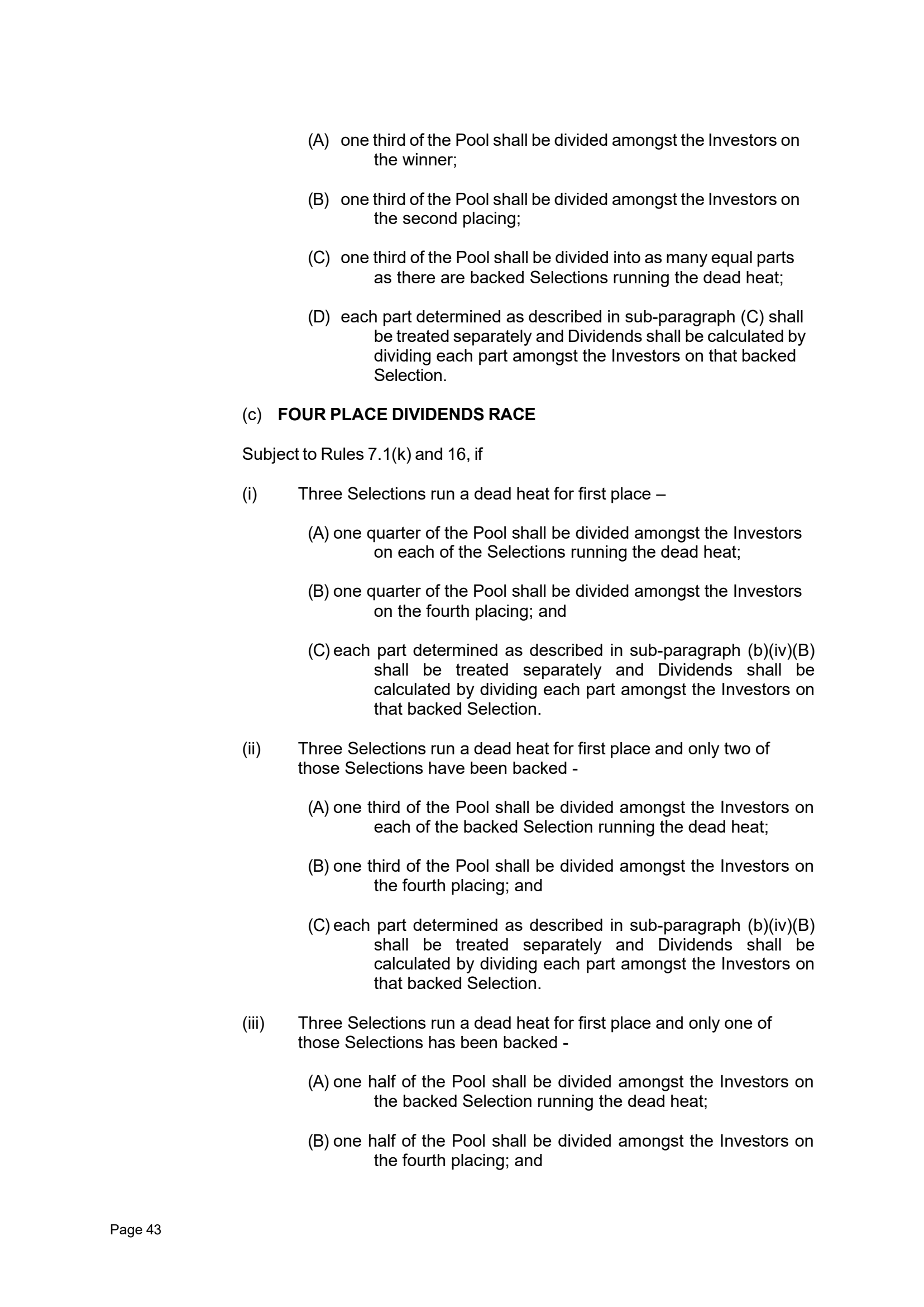 Tabcorp ACT Pty Ltd Totalisator Rules (Racing)
