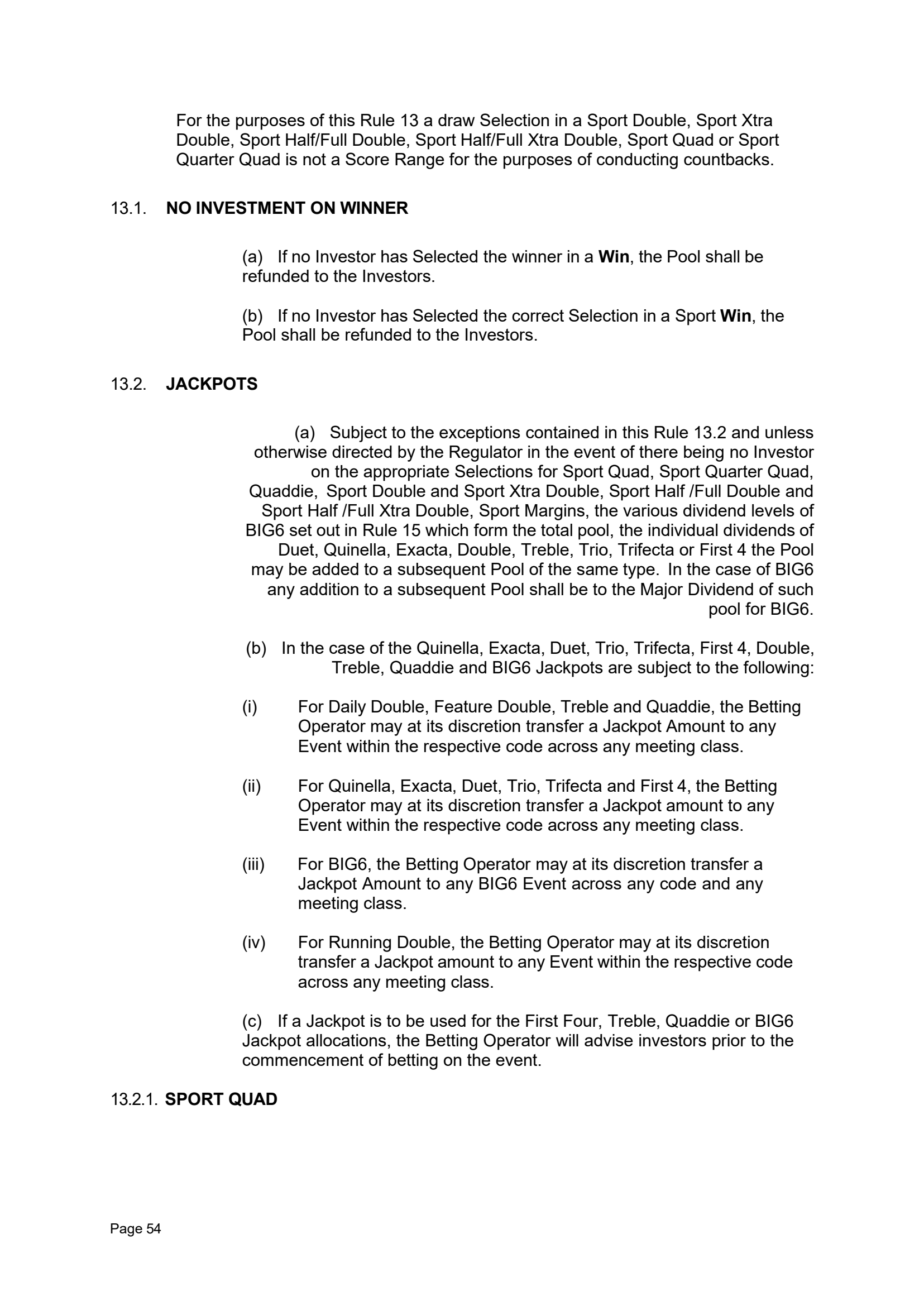 Tabcorp ACT Pty Ltd Totalisator Rules (Racing)