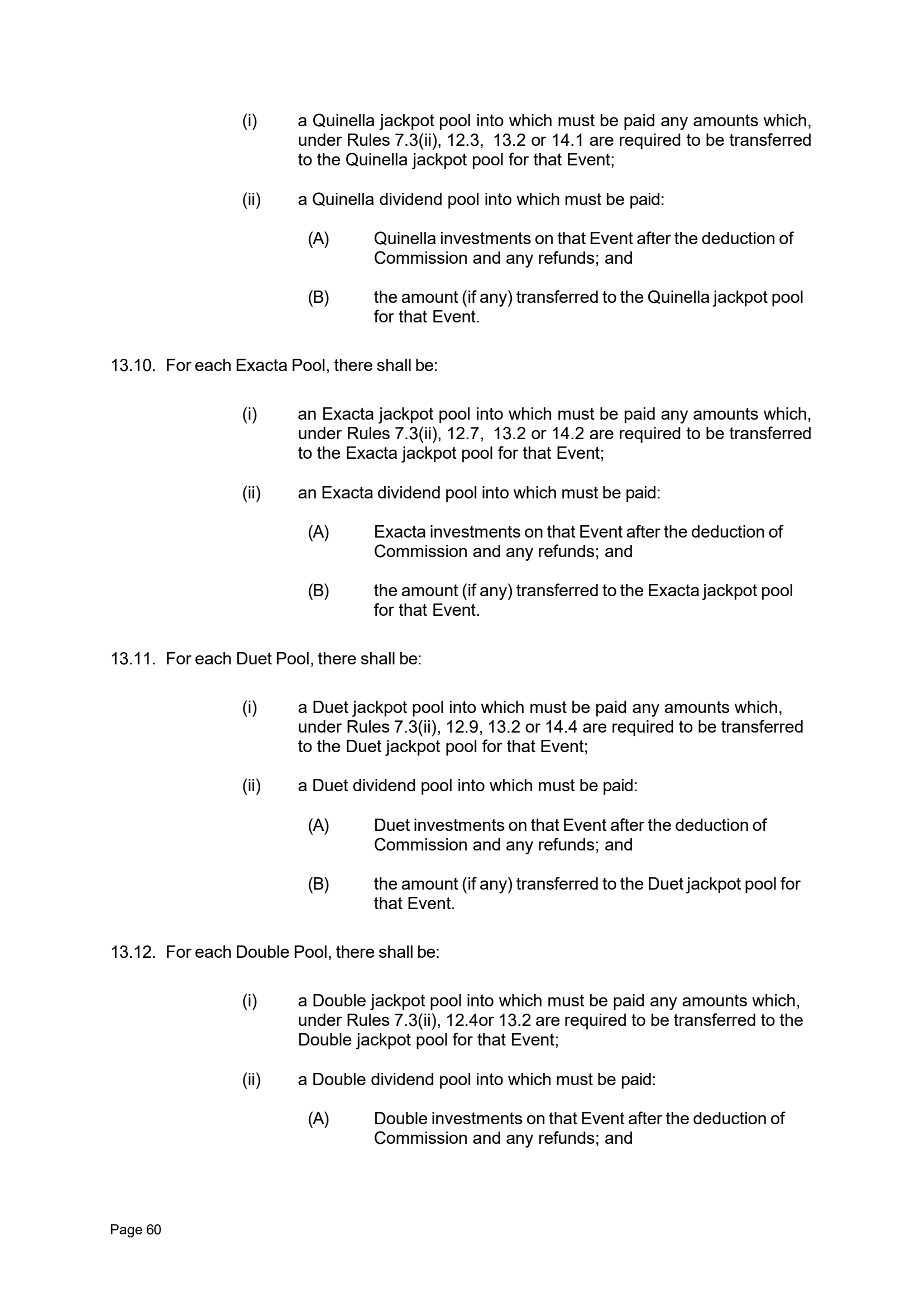 Tabcorp ACT Pty Ltd Totalisator Rules (Racing)