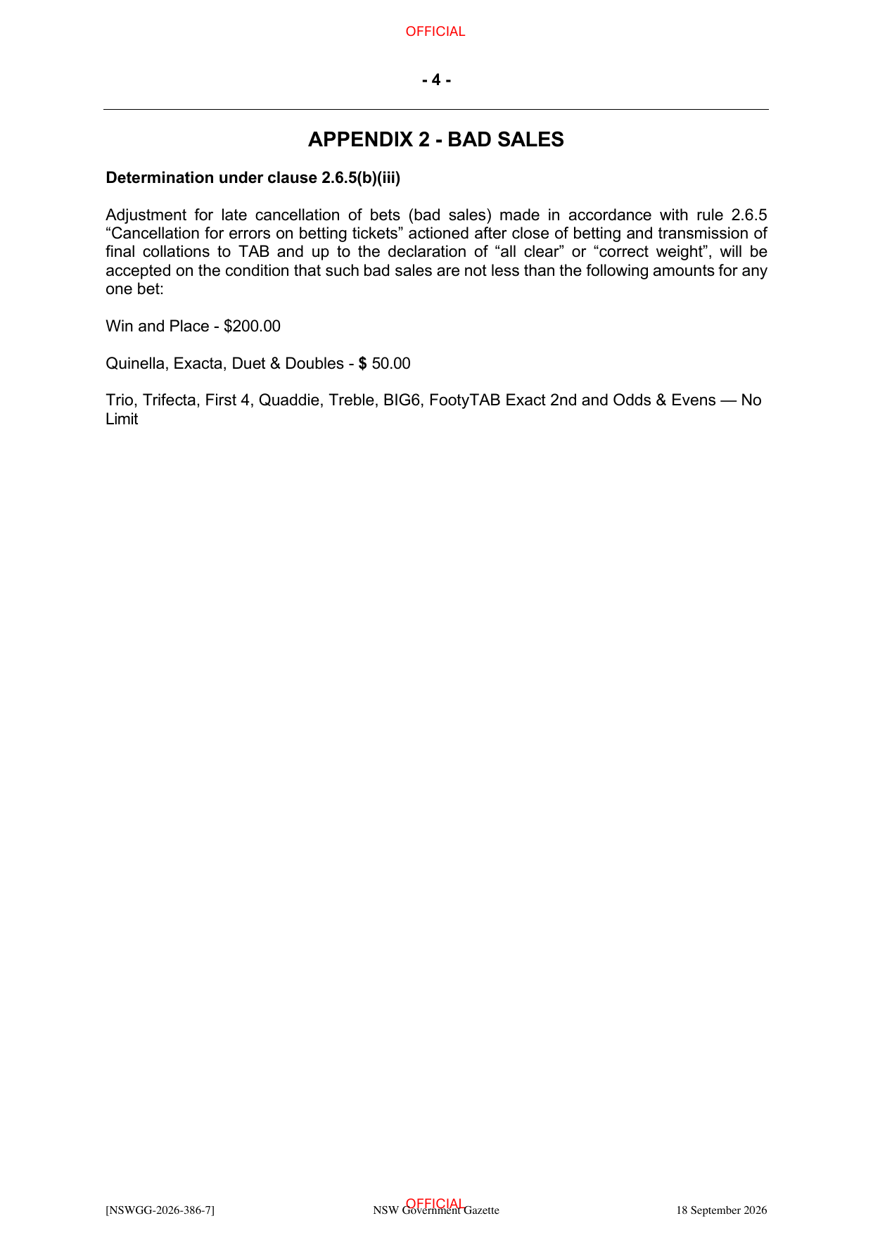 NSW Totalizator Betting Rules (Racing), page 119
