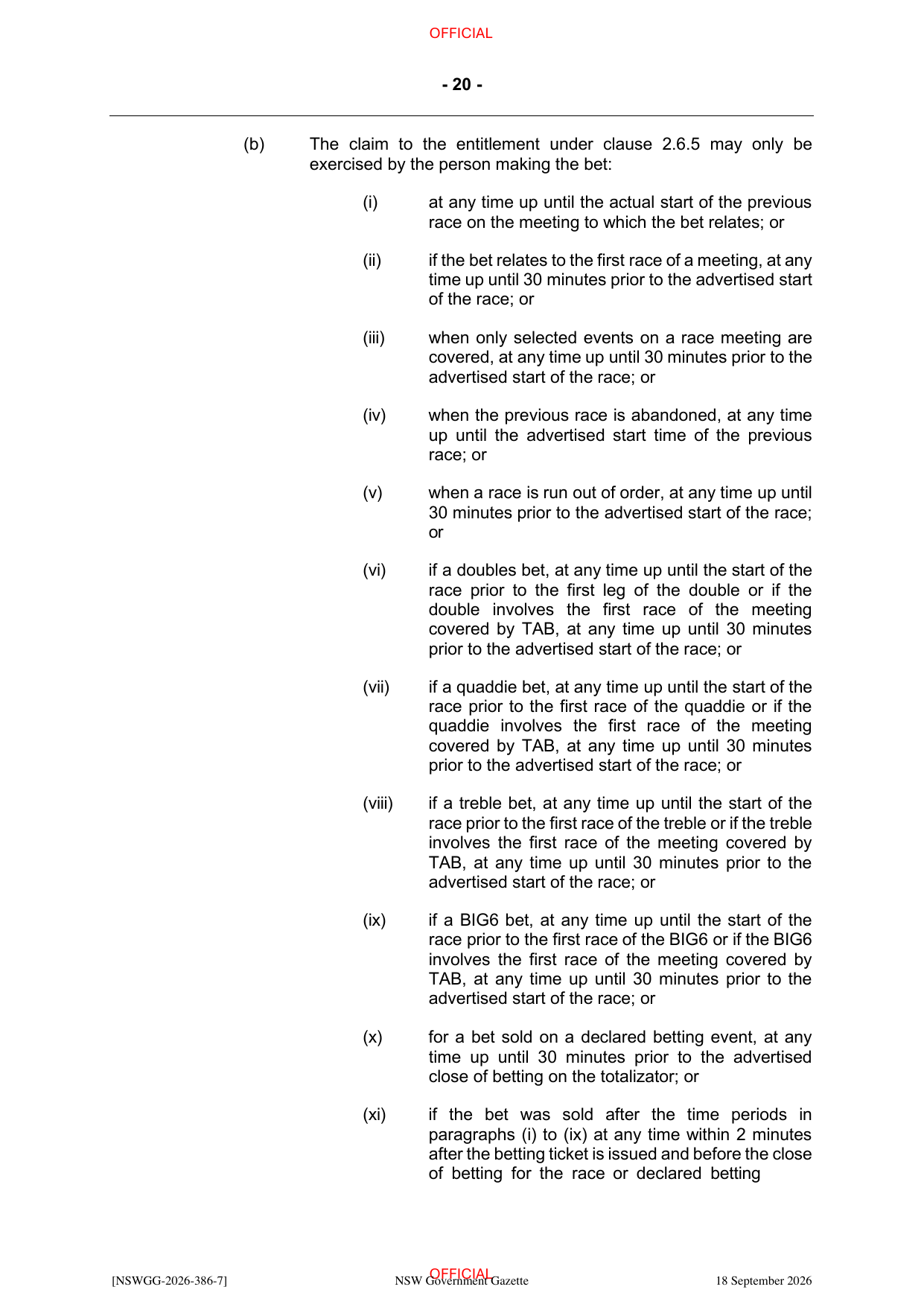 NSW Totalizator Betting Rules (Racing), page 24