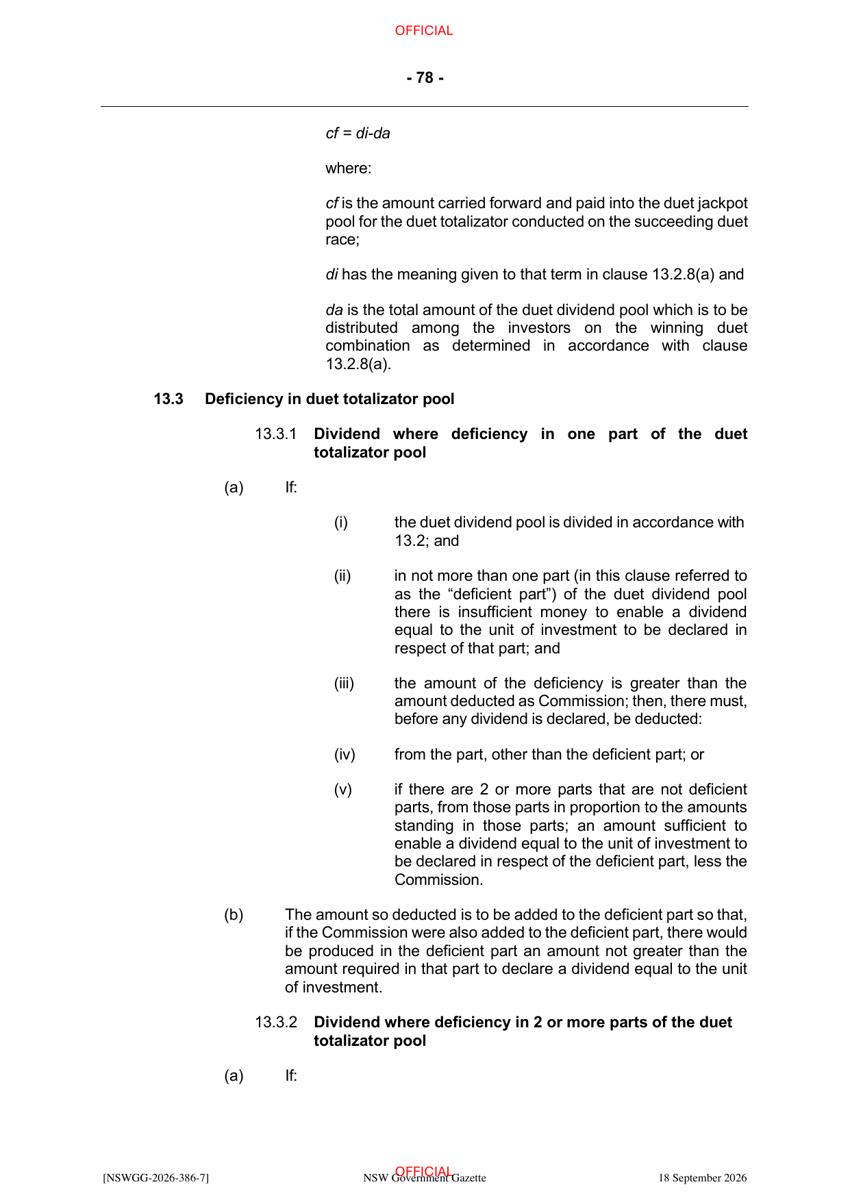 NSW Totalizator Betting Rules (Racing), page 82