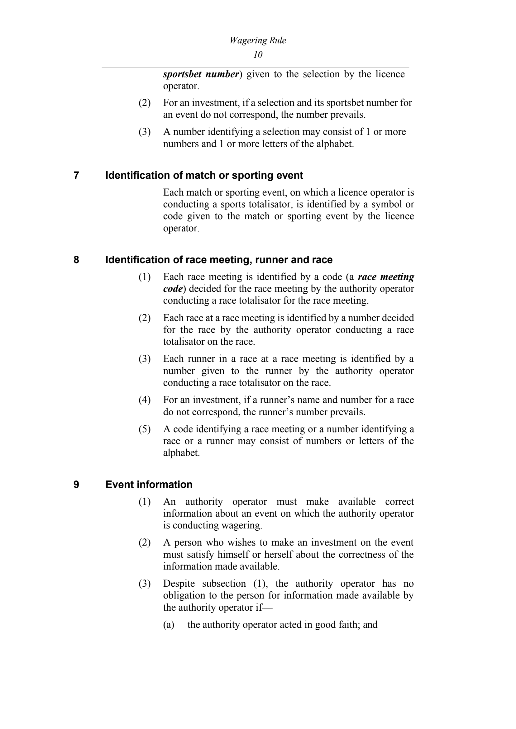 Queensland Wagering Rules (Racing) page 10