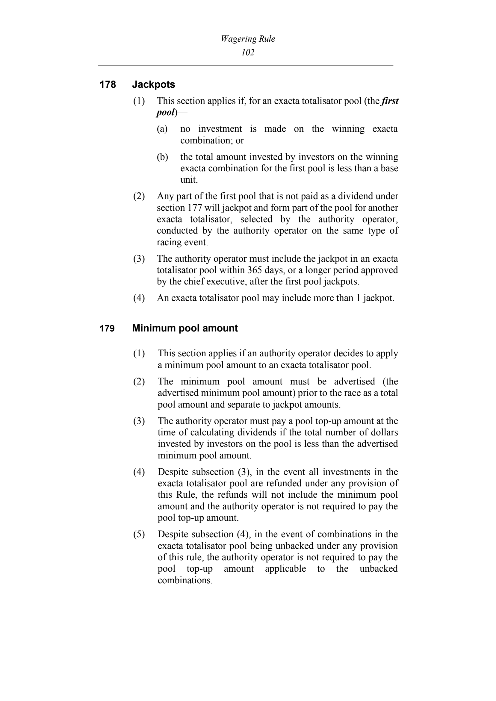 Queensland Wagering Rules (Racing) page 102
