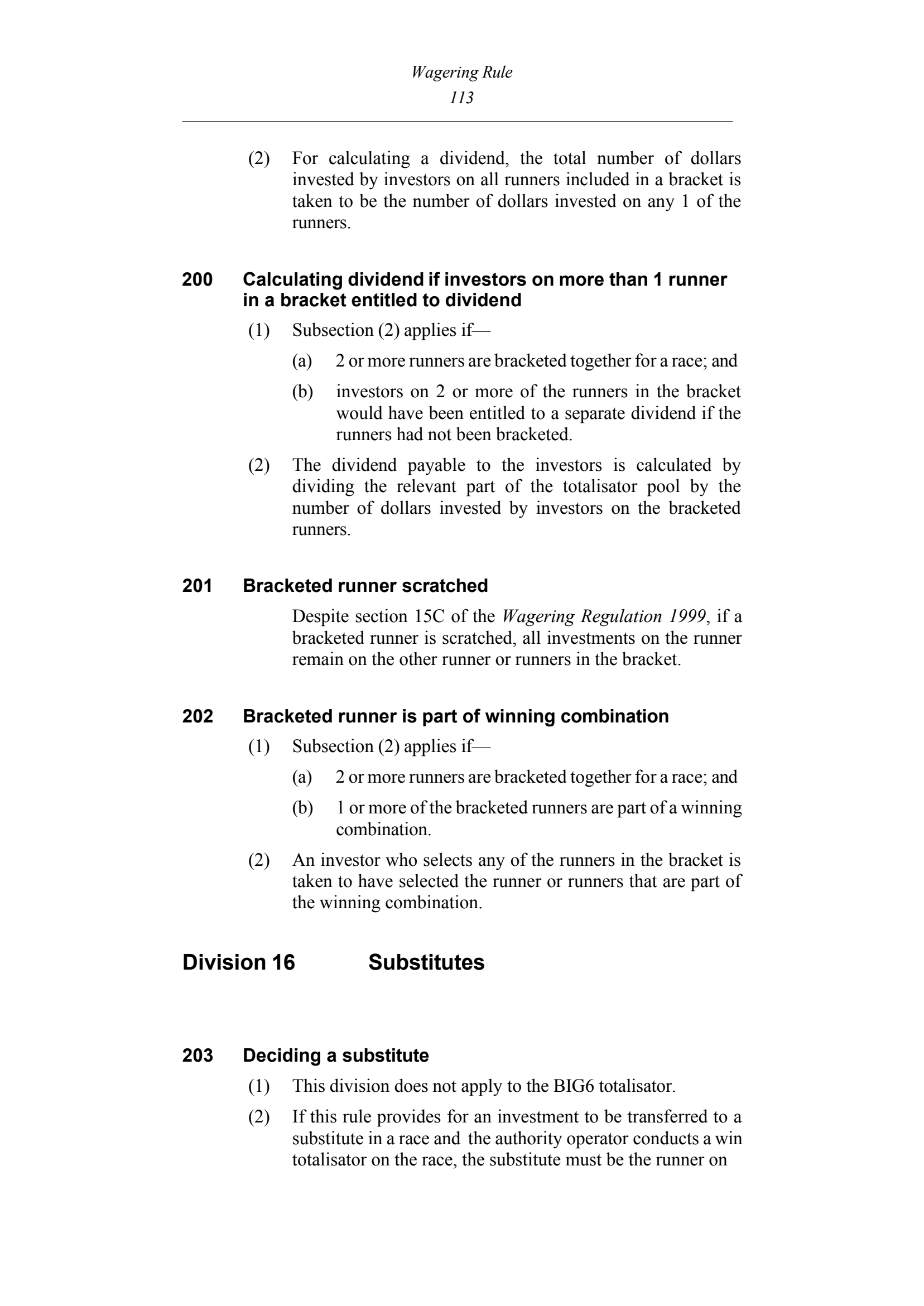 Queensland Wagering Rules (Racing) page 113