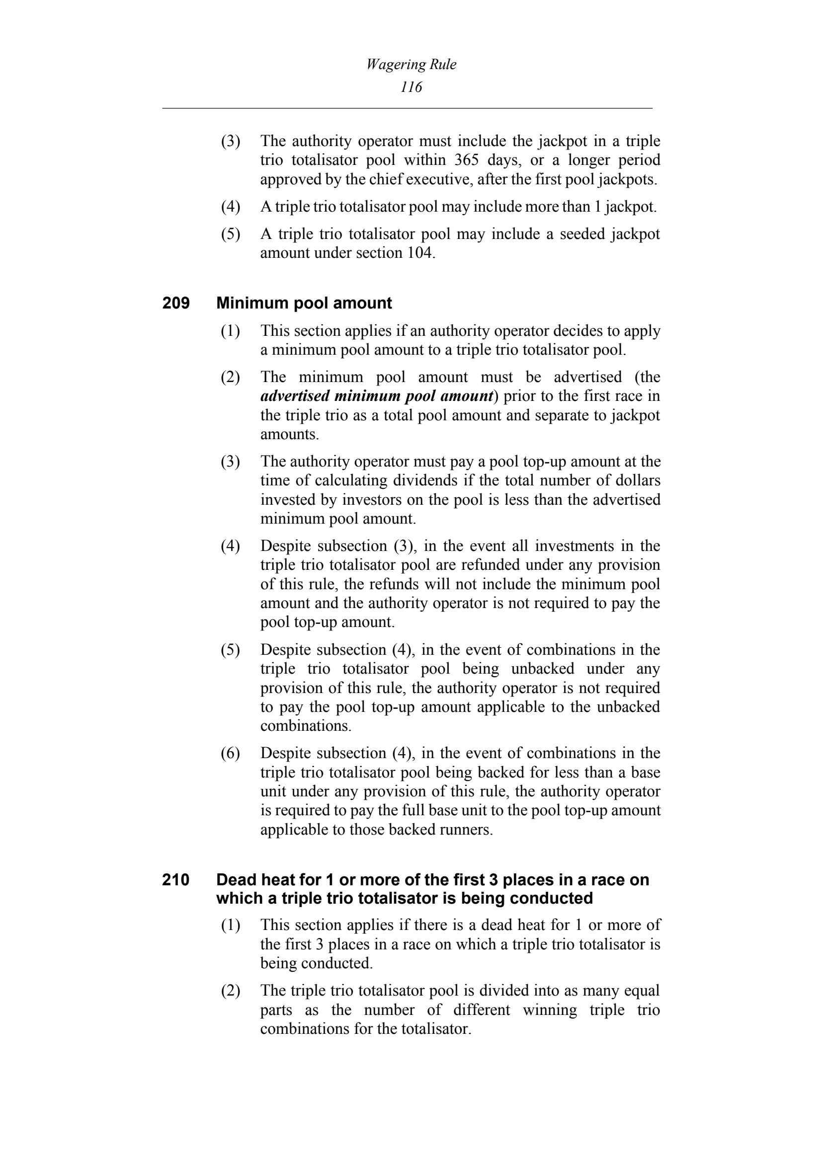 Queensland Wagering Rules (Racing) page 116