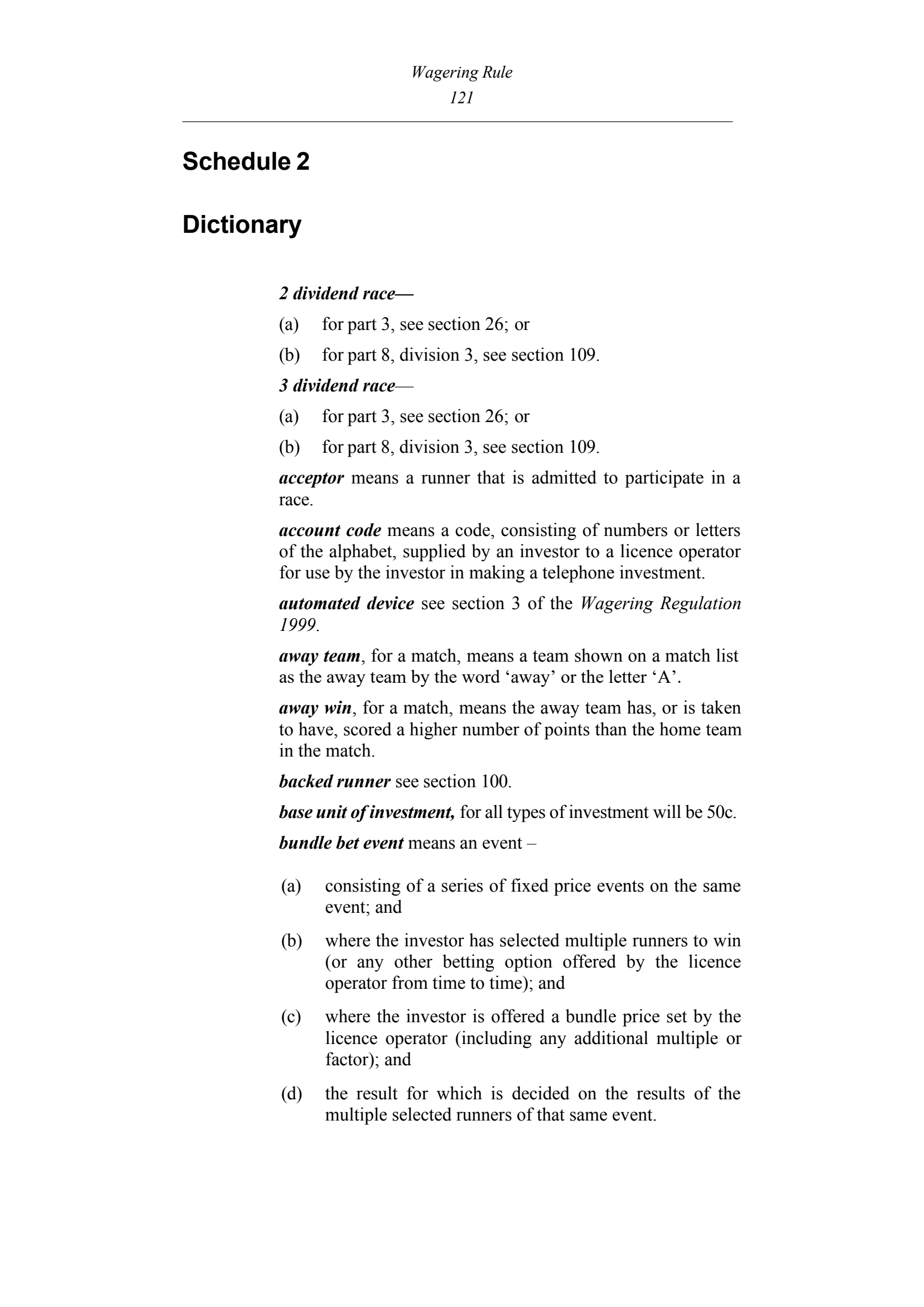 Queensland Wagering Rules (Racing) page 121