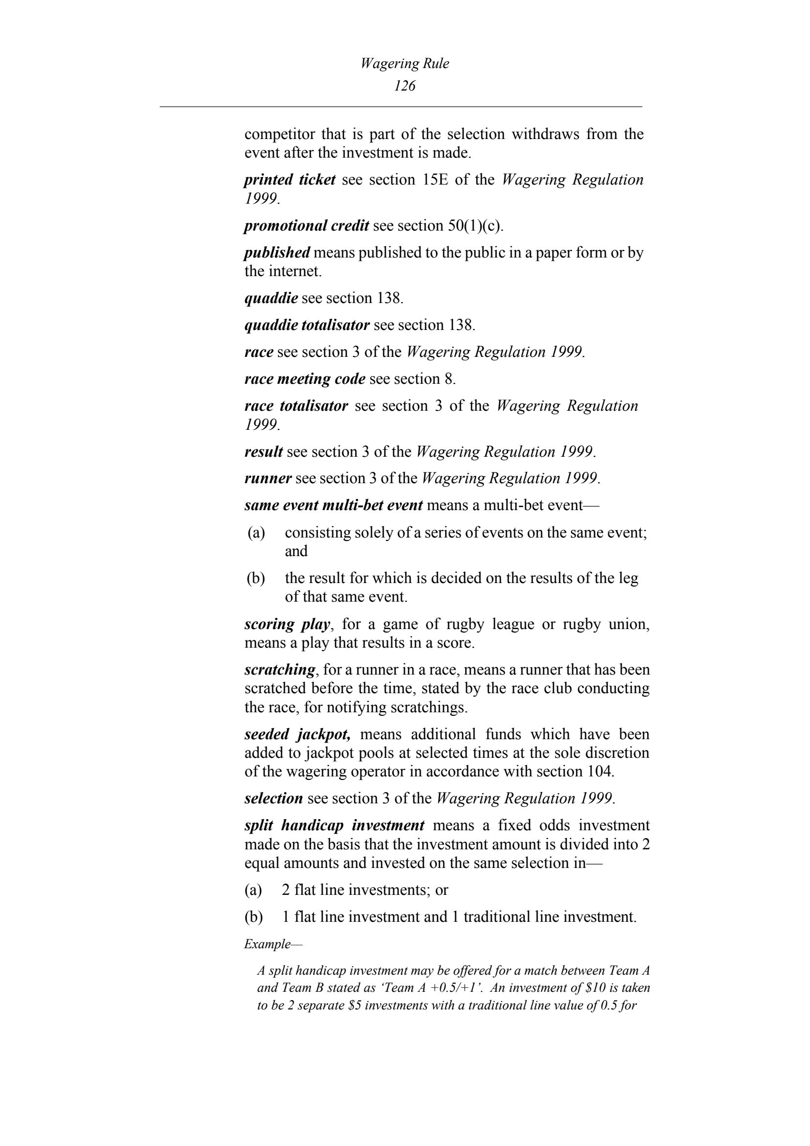 Queensland Wagering Rules (Racing) page 126