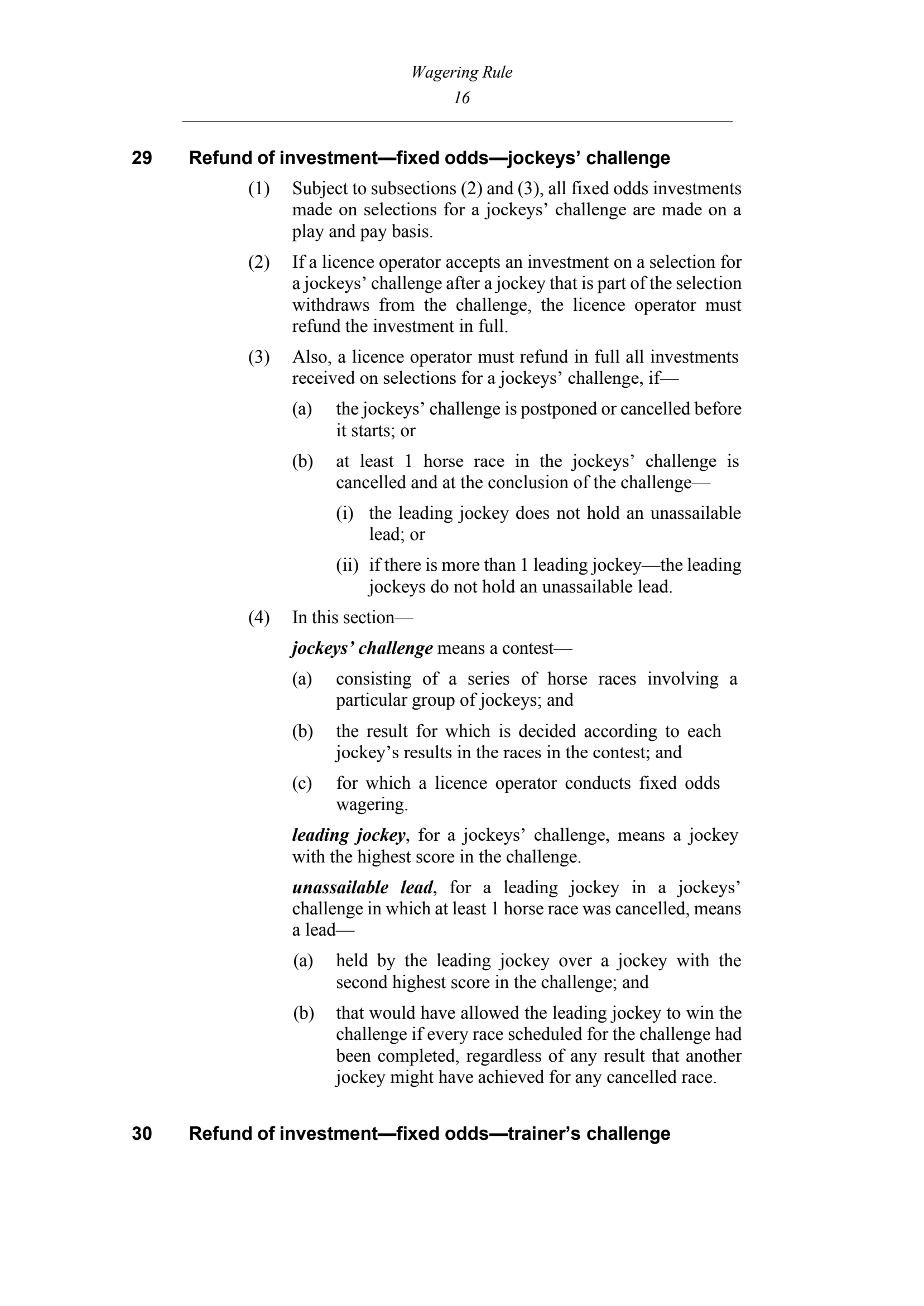 Queensland Wagering Rules (Racing) page 16