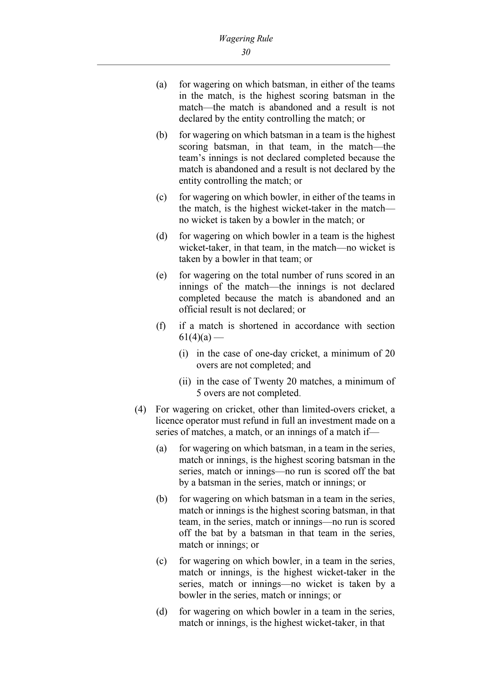 Queensland Wagering Rules (Racing) page 30