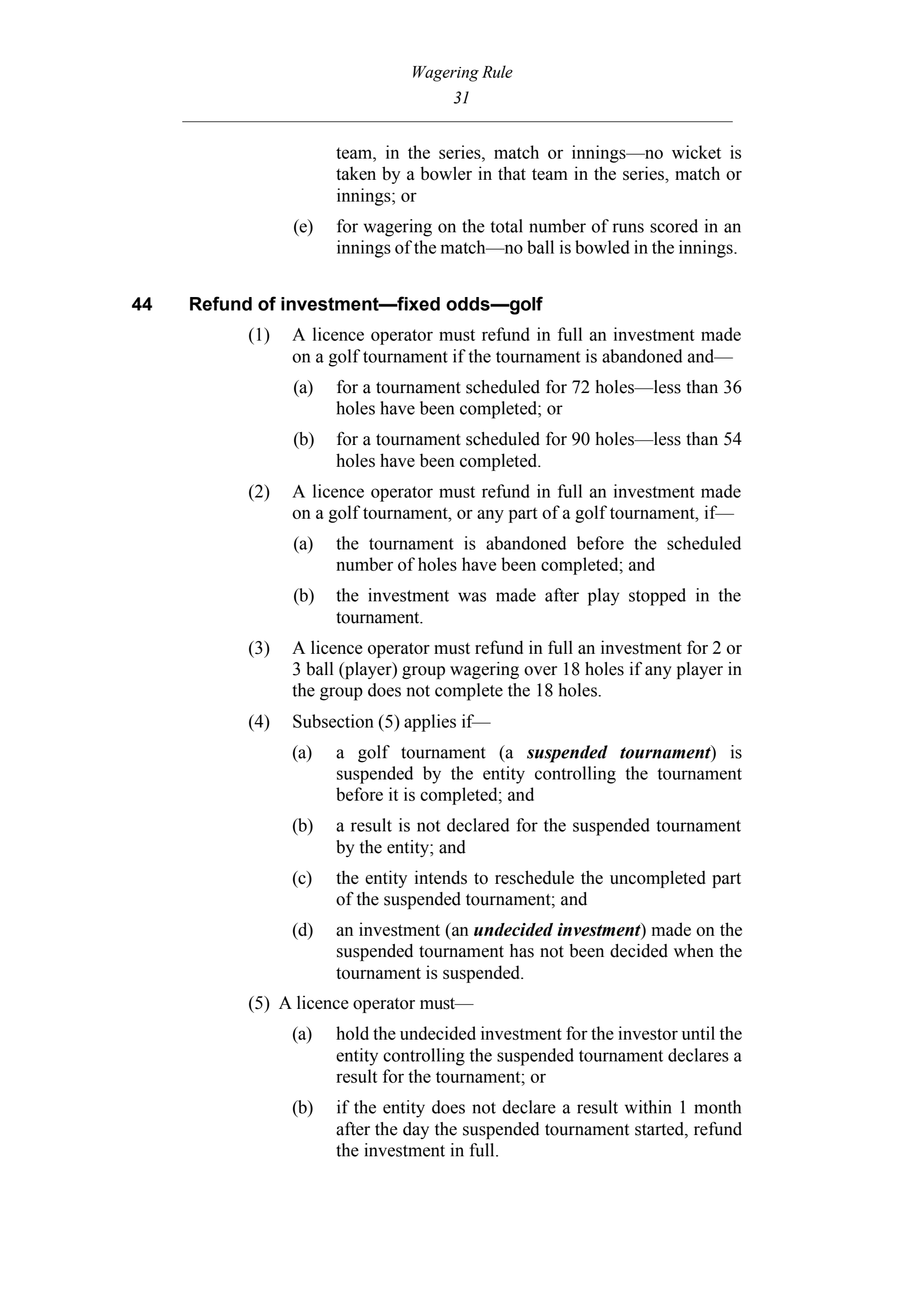 Queensland Wagering Rules (Racing) page 31