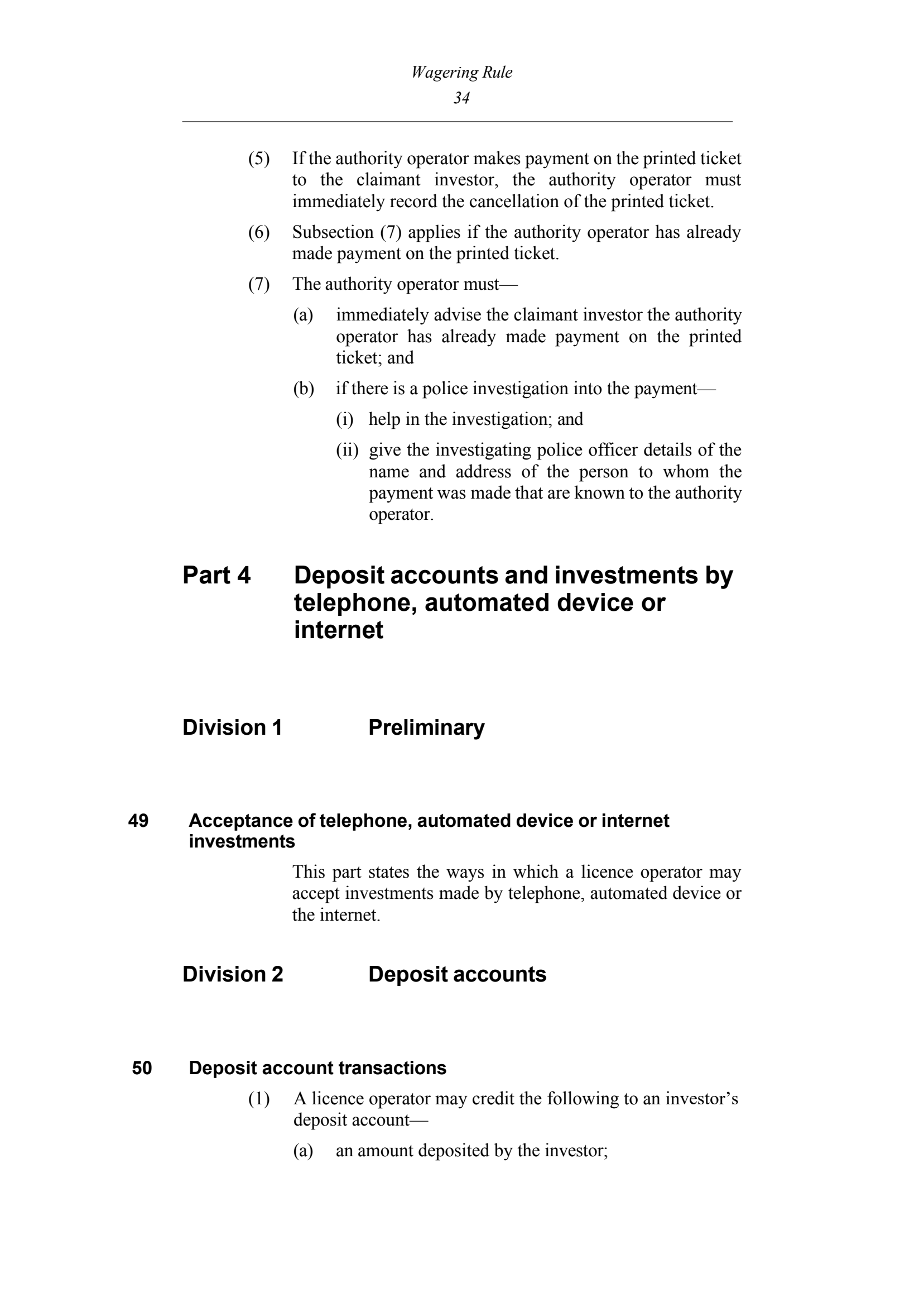 Queensland Wagering Rules (Racing) page 34