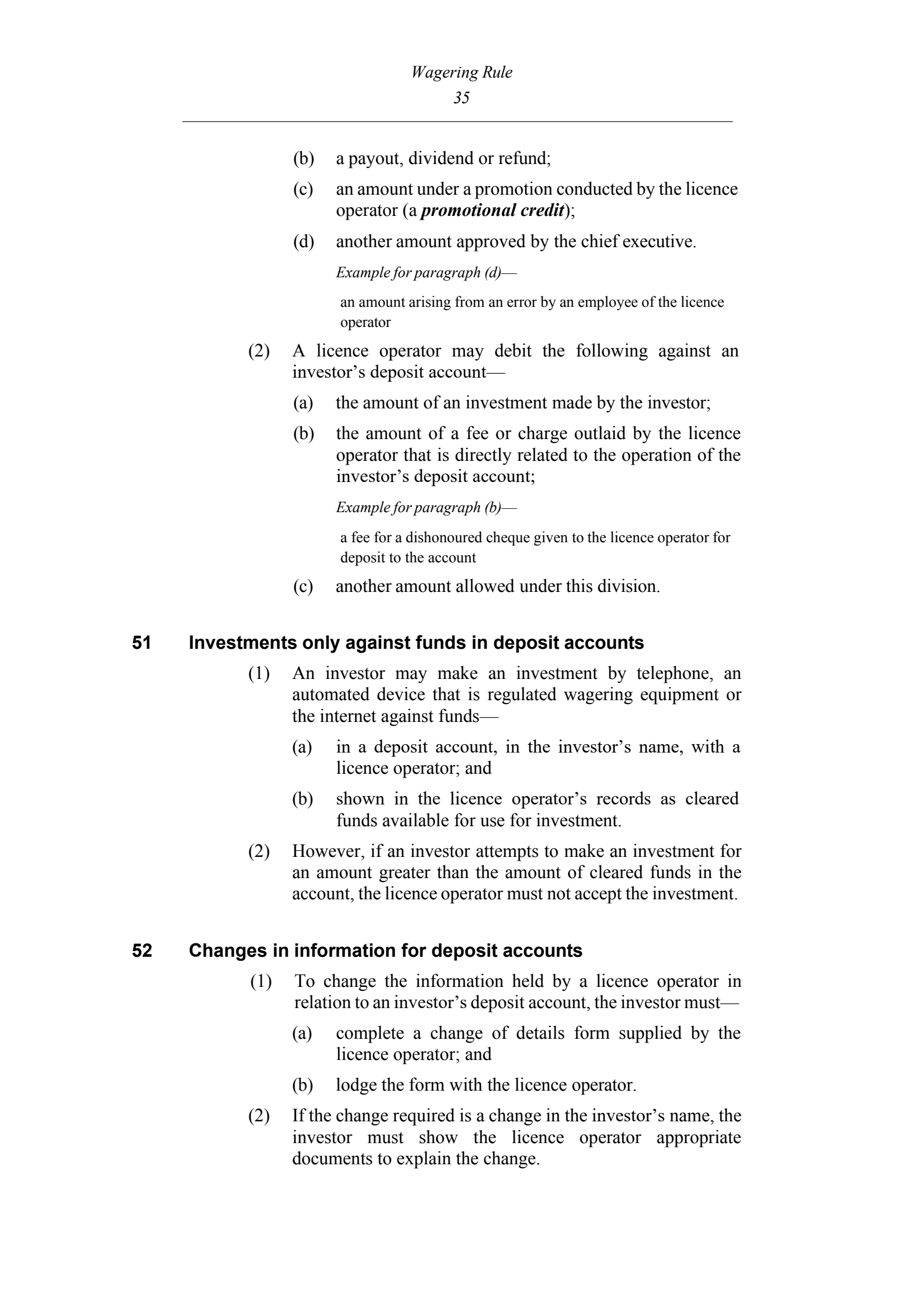 Queensland Wagering Rules (Racing) page 35