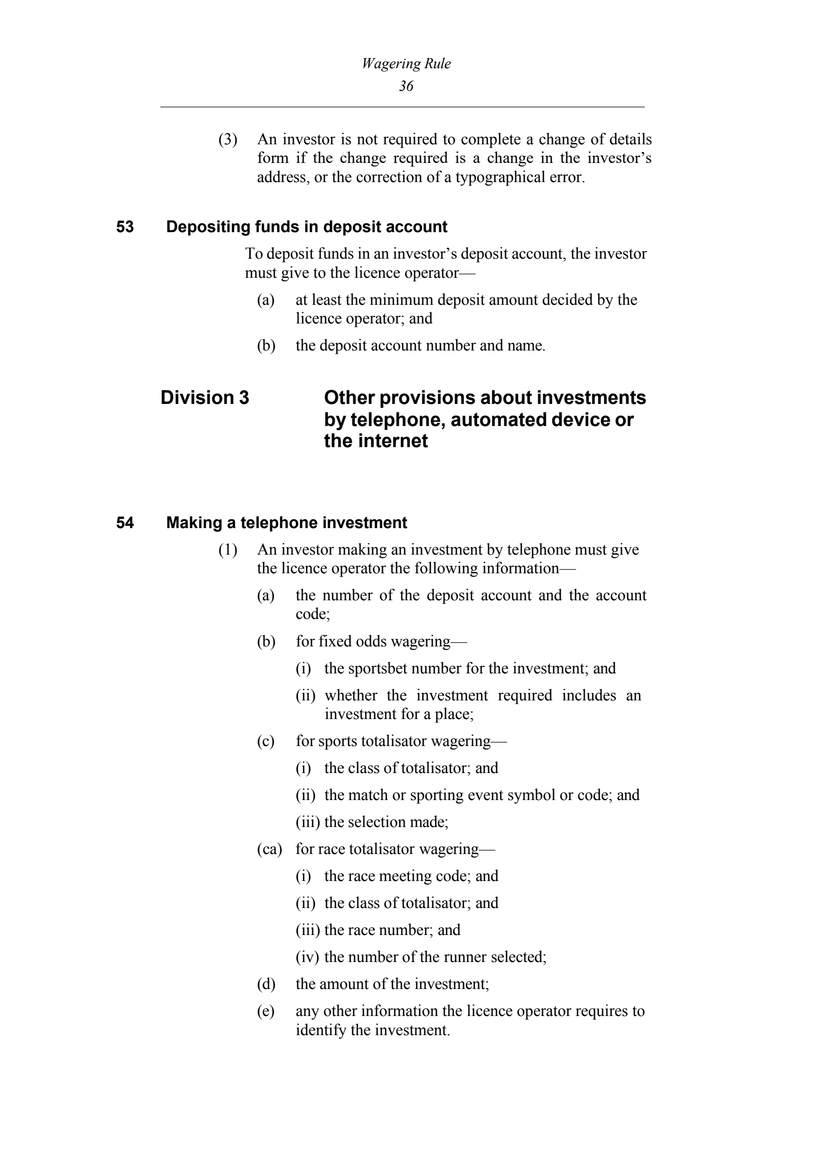 Queensland Wagering Rules (Racing) page 36