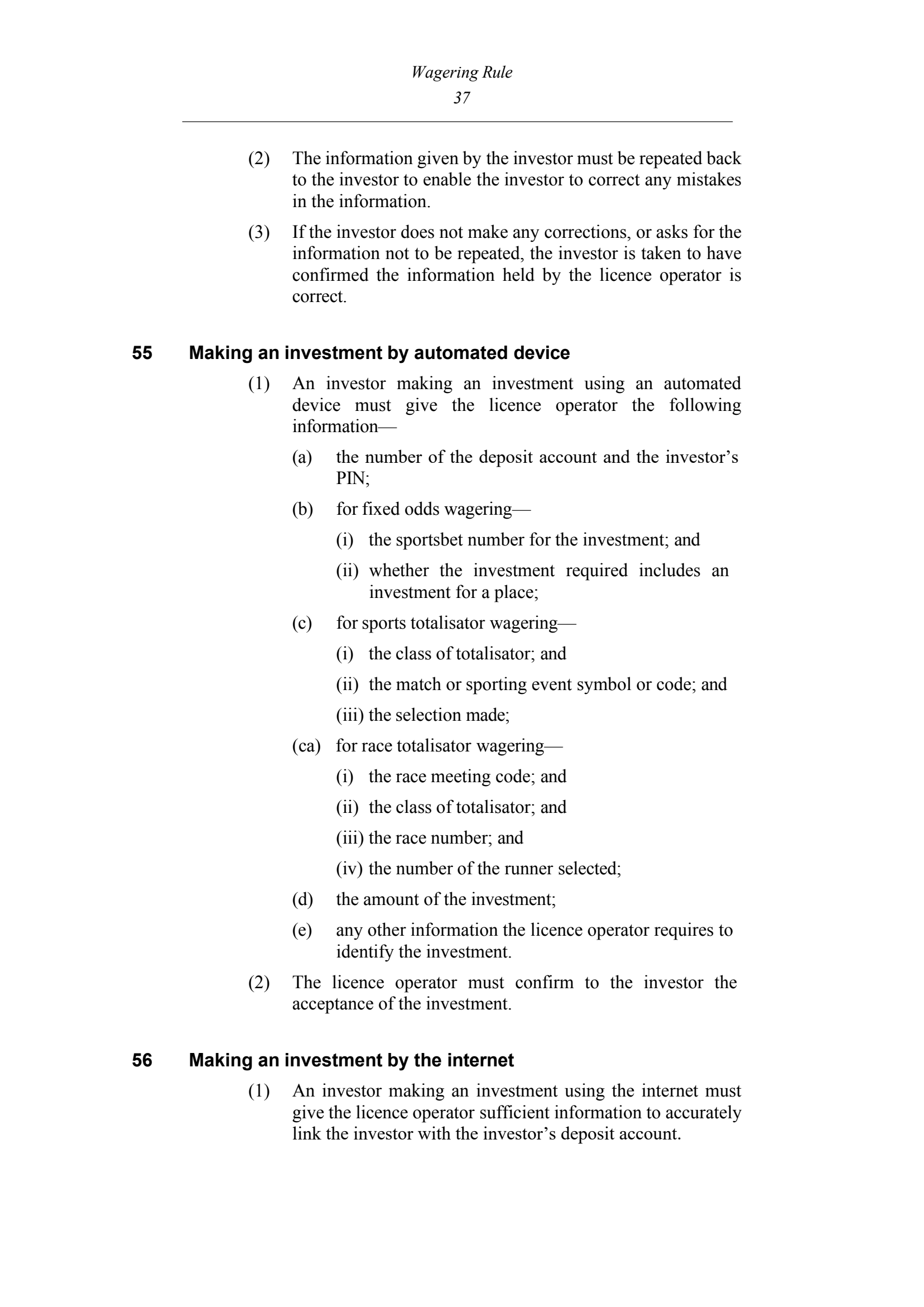Queensland Wagering Rules (Racing) page 37