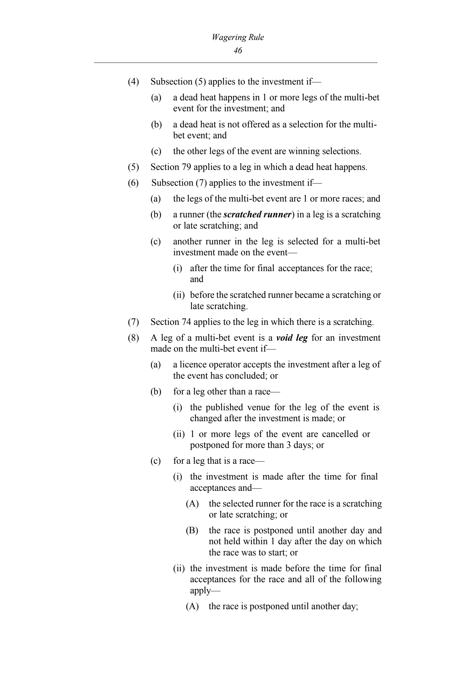 Queensland Wagering Rules (Racing) page 46