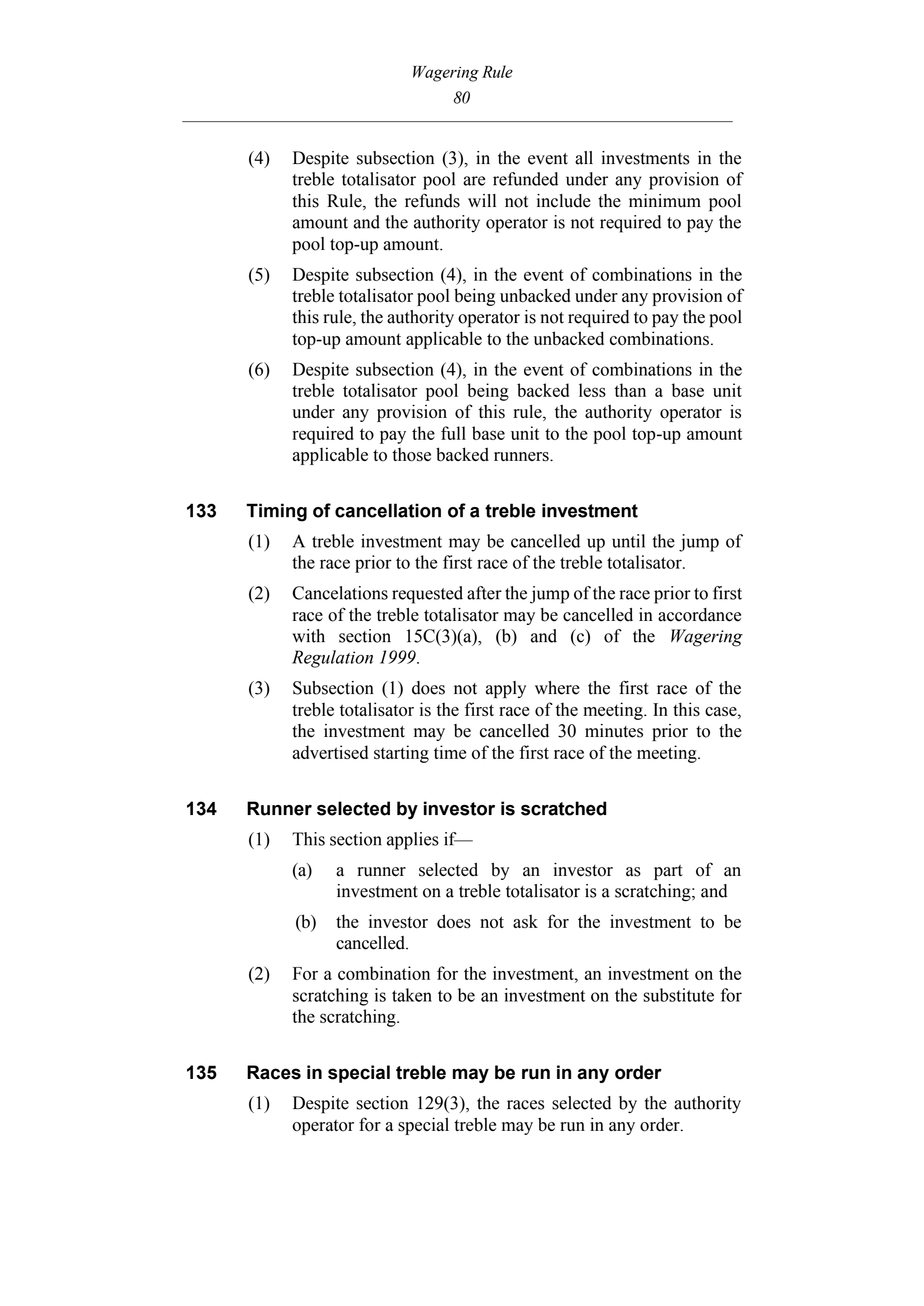 Queensland Wagering Rules (Racing) page 80