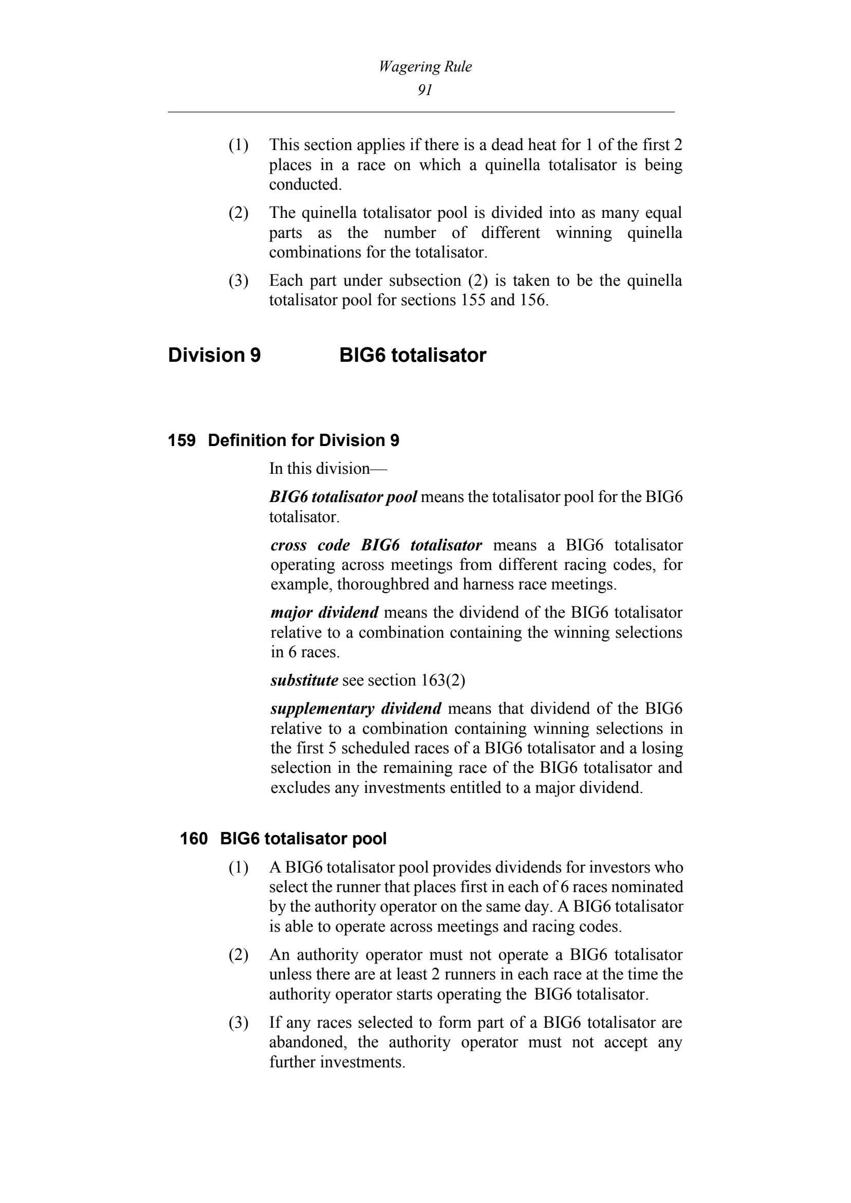 Queensland Wagering Rules (Racing) page 91