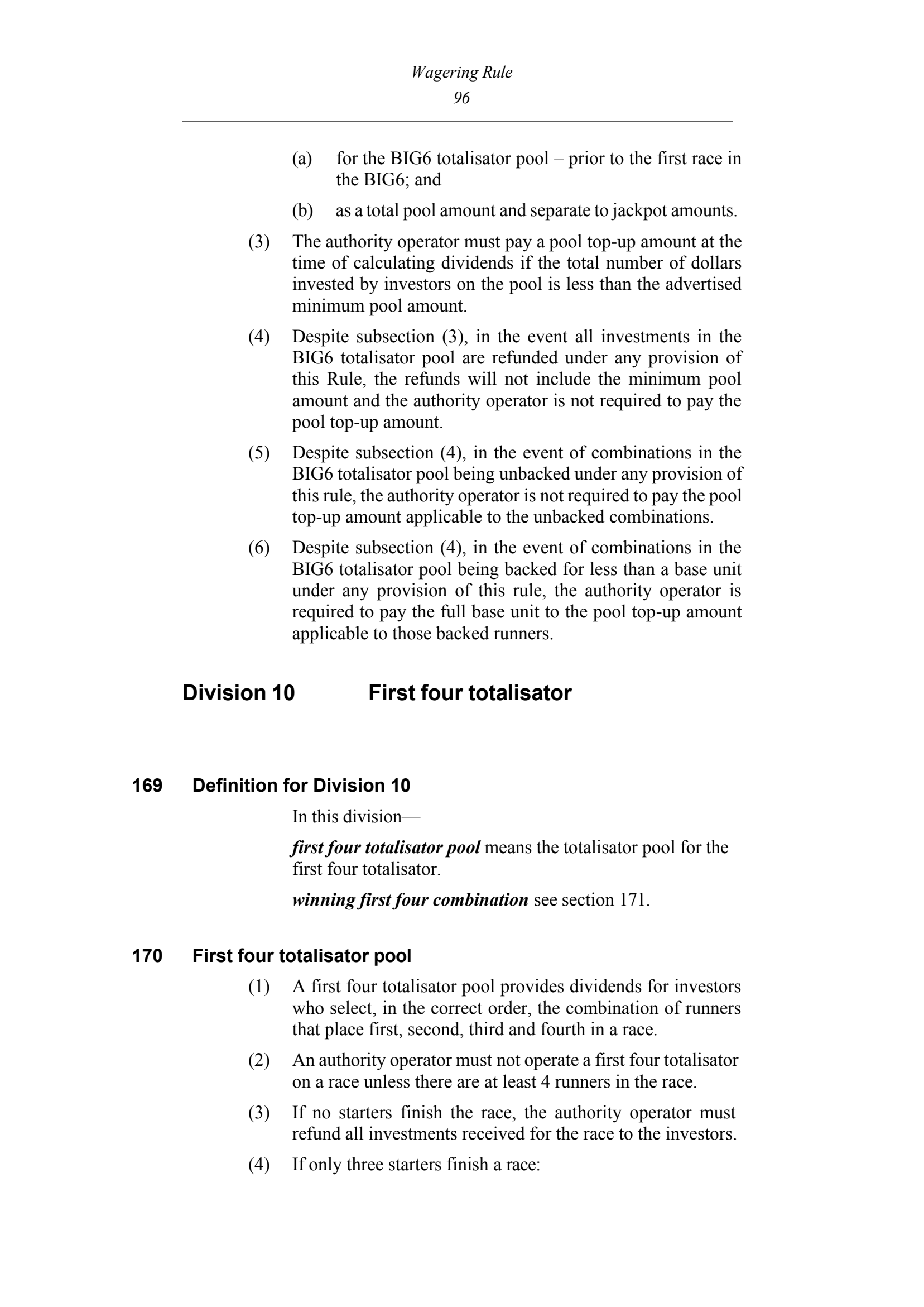 Queensland Wagering Rules (Racing) page 96