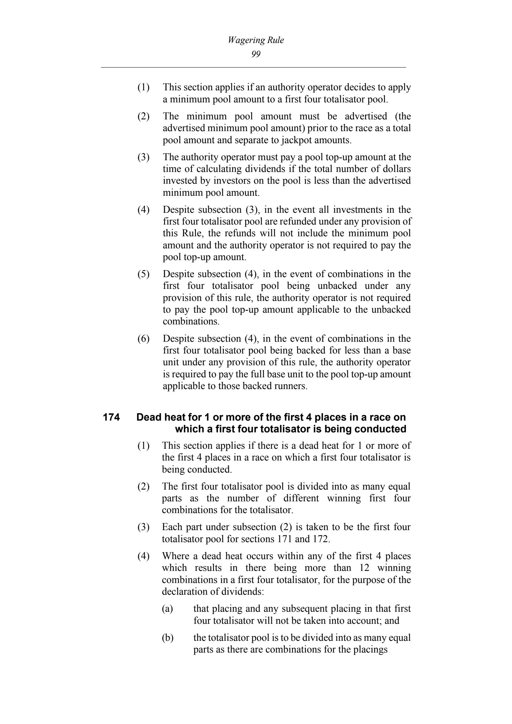 Queensland Wagering Rules (Racing) page 99