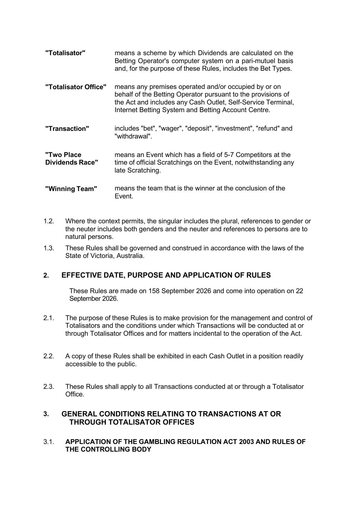 VIC Totalisator Betting Rules (Racing) page 10
