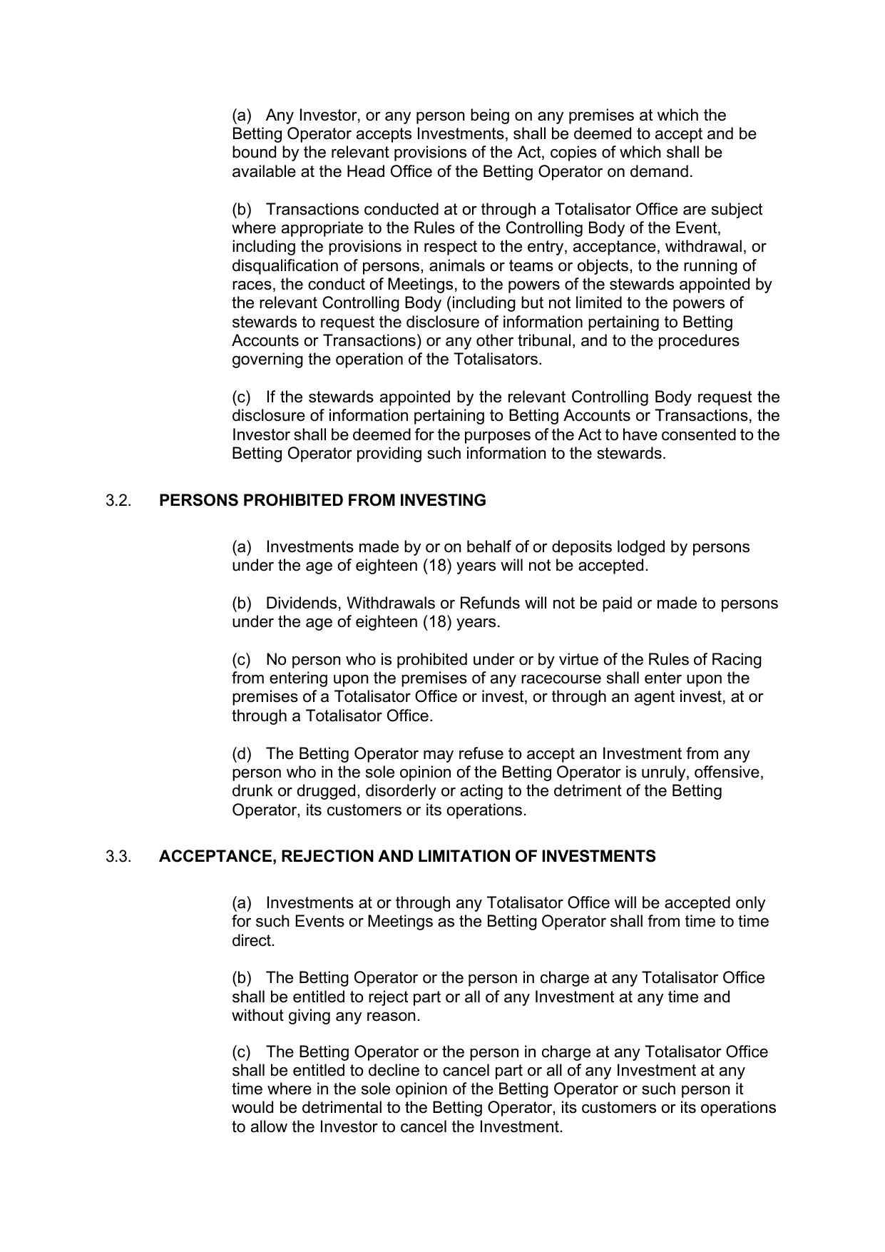 VIC Totalisator Betting Rules (Racing) page 11