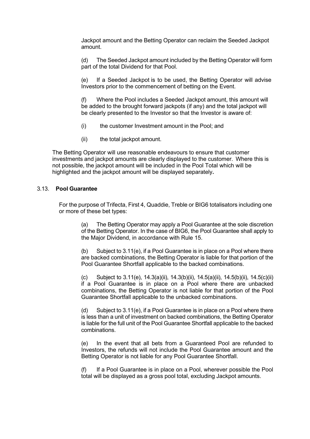 VIC Totalisator Betting Rules (Racing) page 20