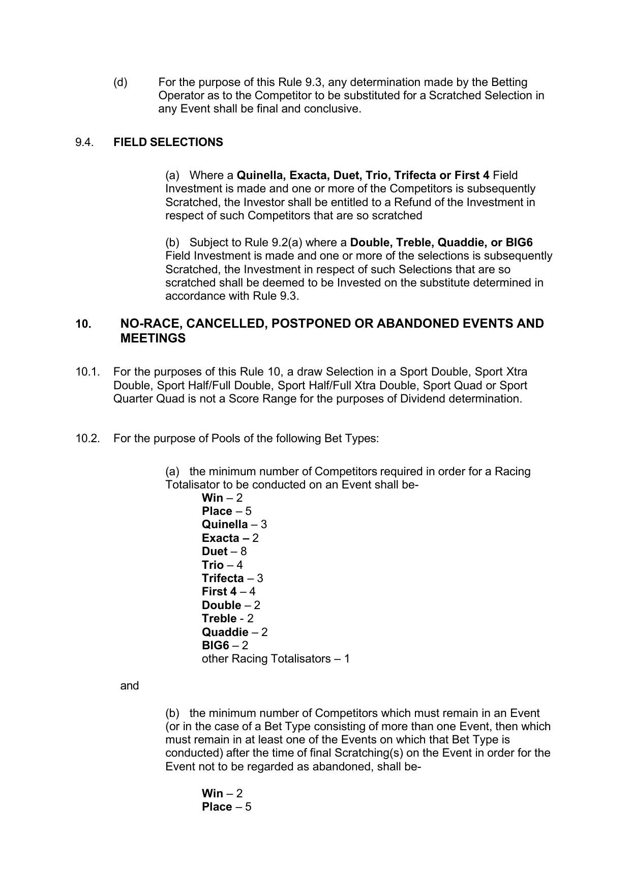 VIC Totalisator Betting Rules (Racing) pages 37